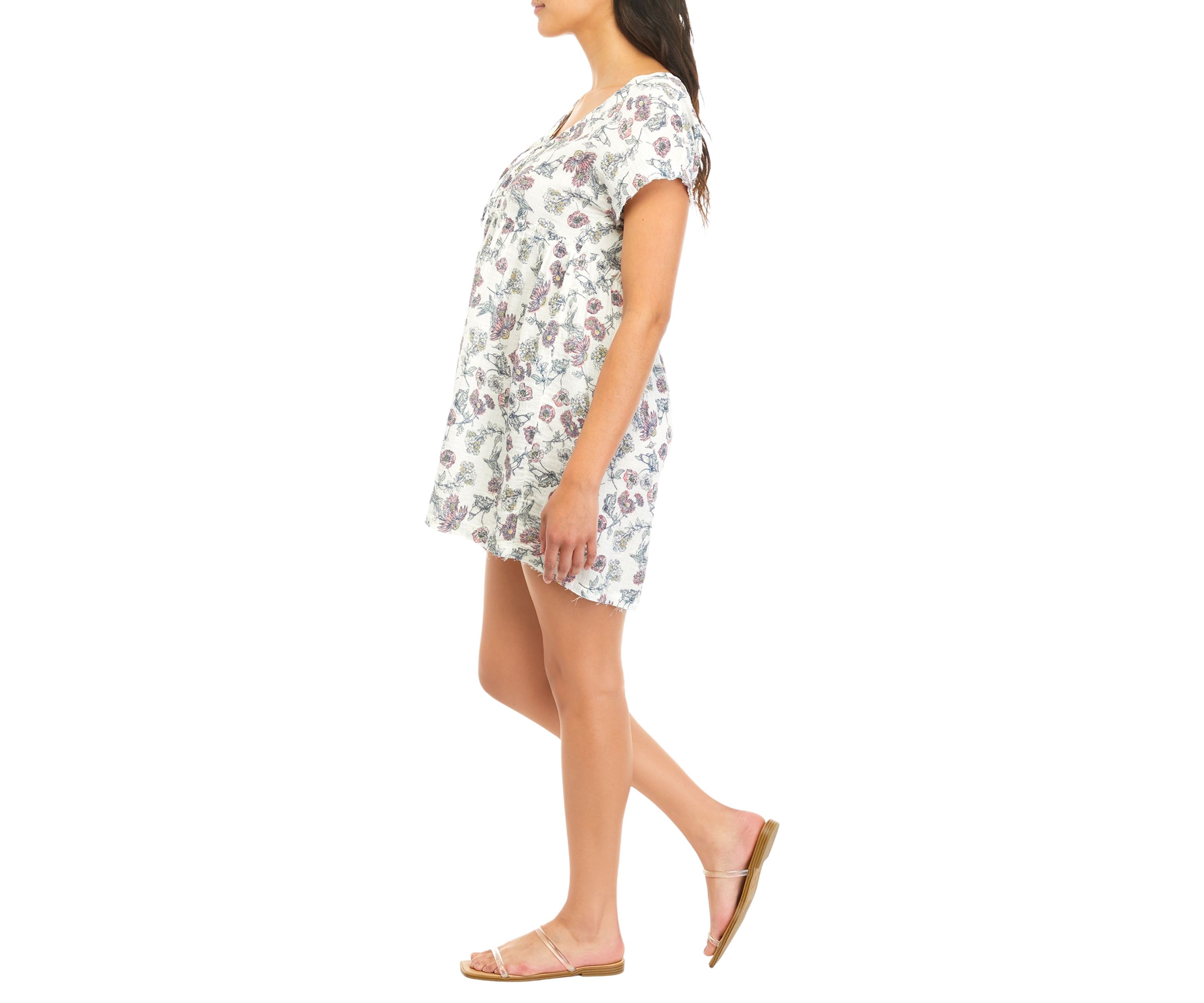 Short Sleeve Lace Up Floral Dress