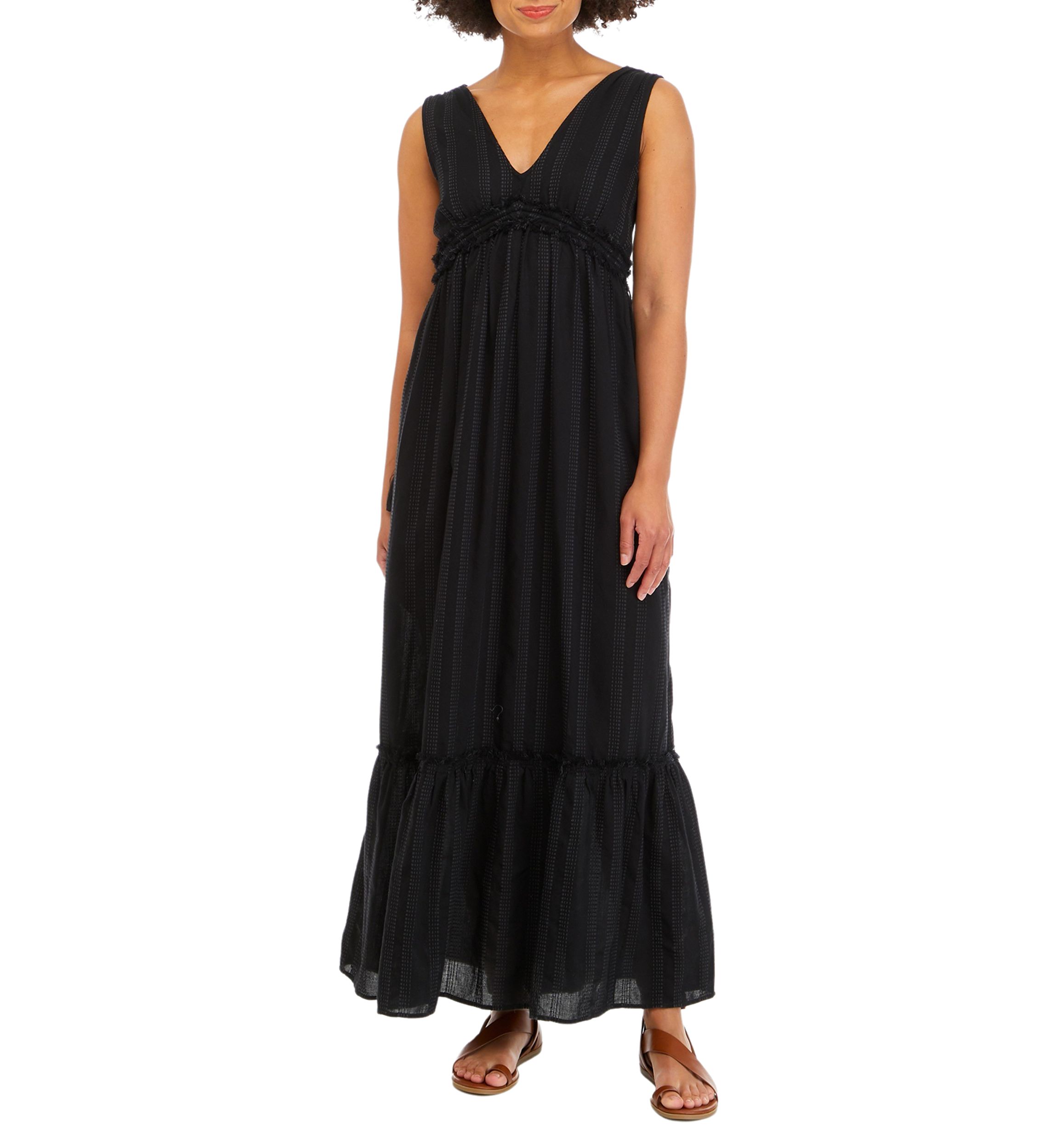 V-Neck Peasant Maxi Dress