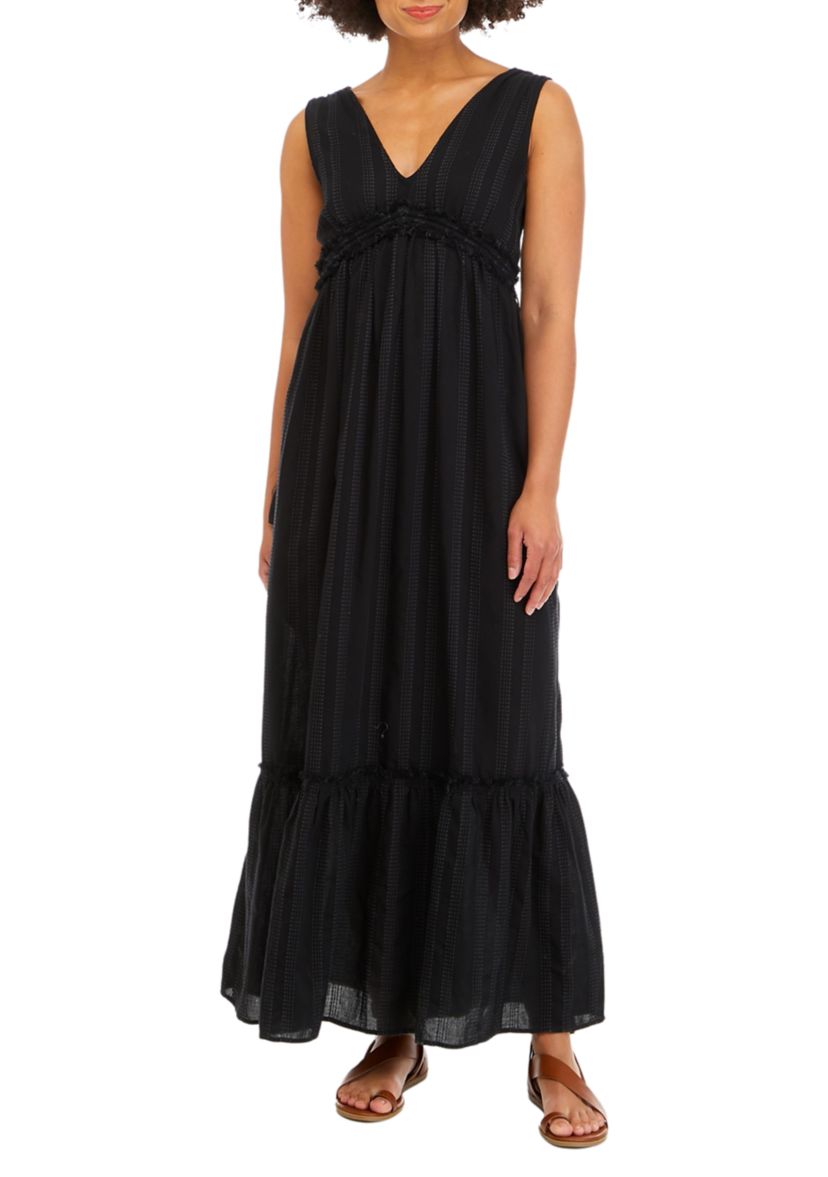 V-Neck Peasant Maxi Dress