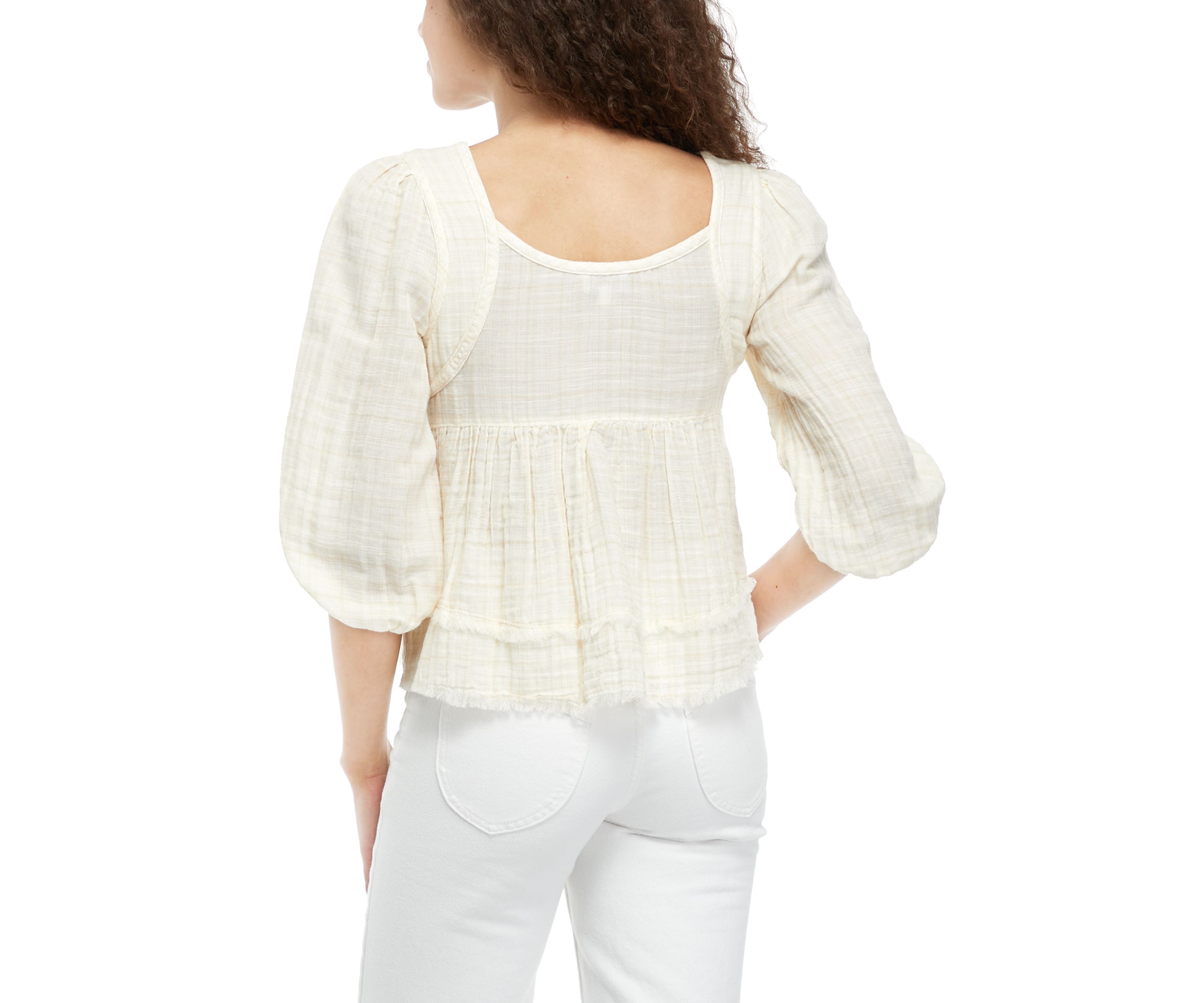 TRUE CRAFT Button Front Blouse | Belk