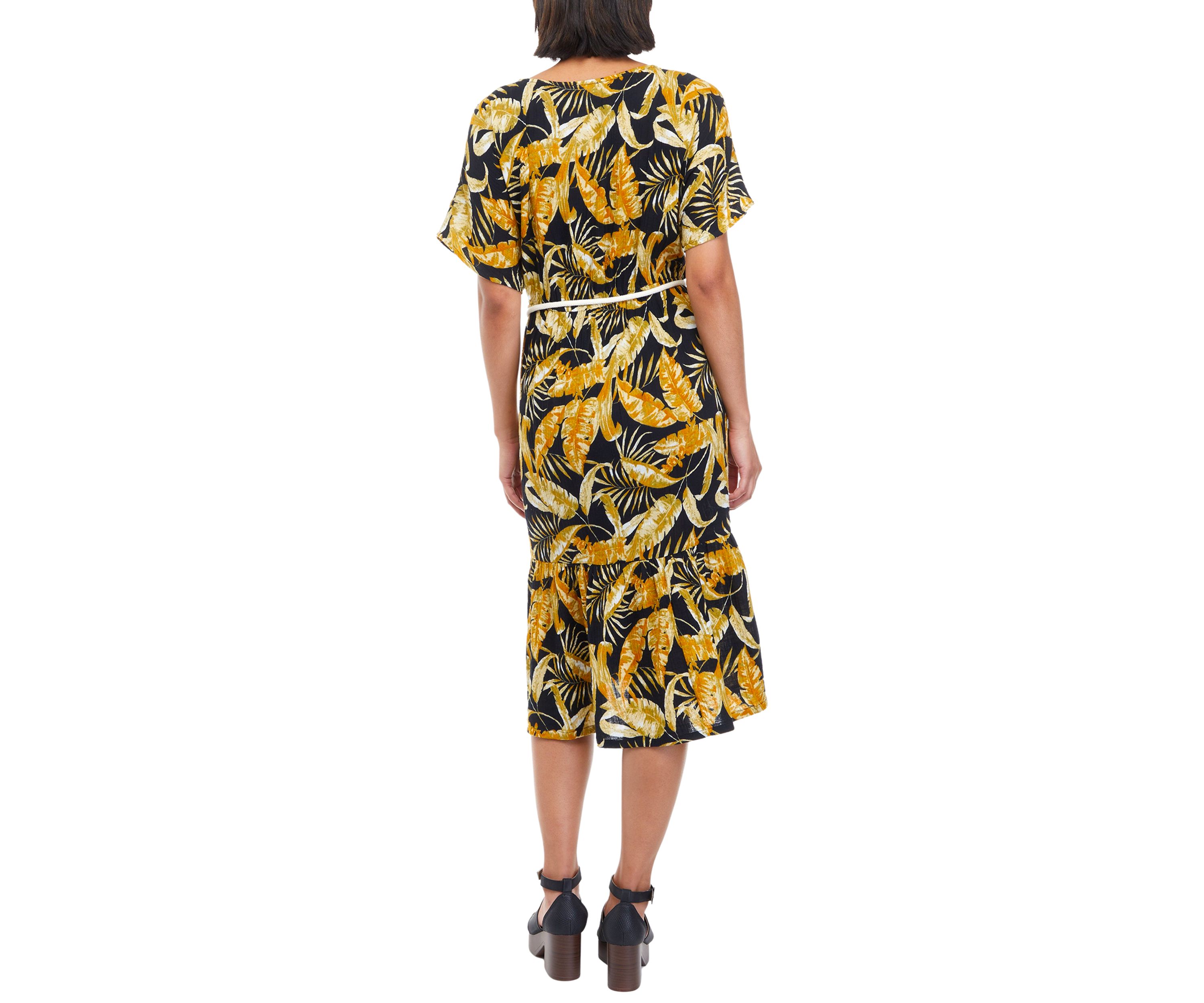 Womens Short Sleeve Gauze Midi Dress							