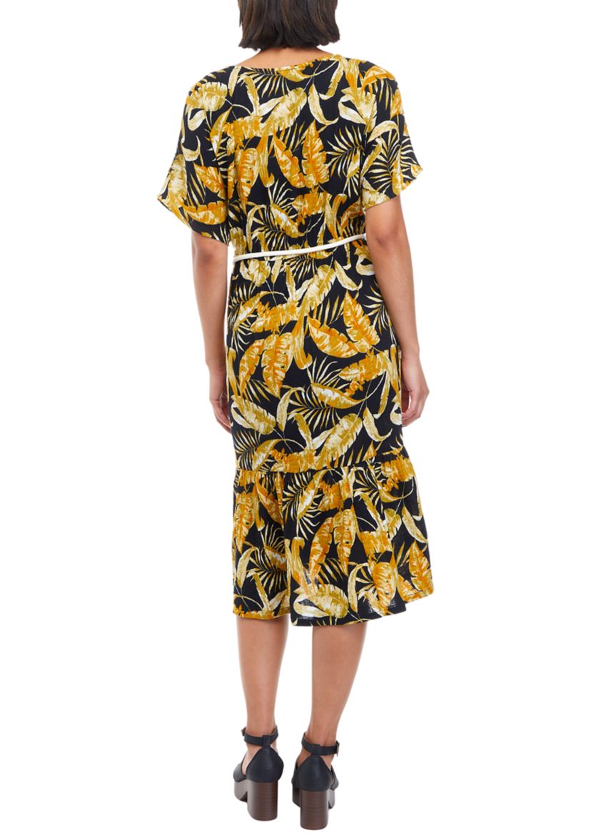 Womens Short Sleeve Gauze Midi Dress							