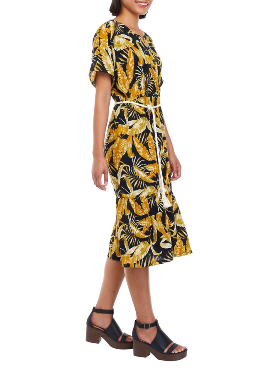 Womens Short Sleeve Gauze Midi Dress							