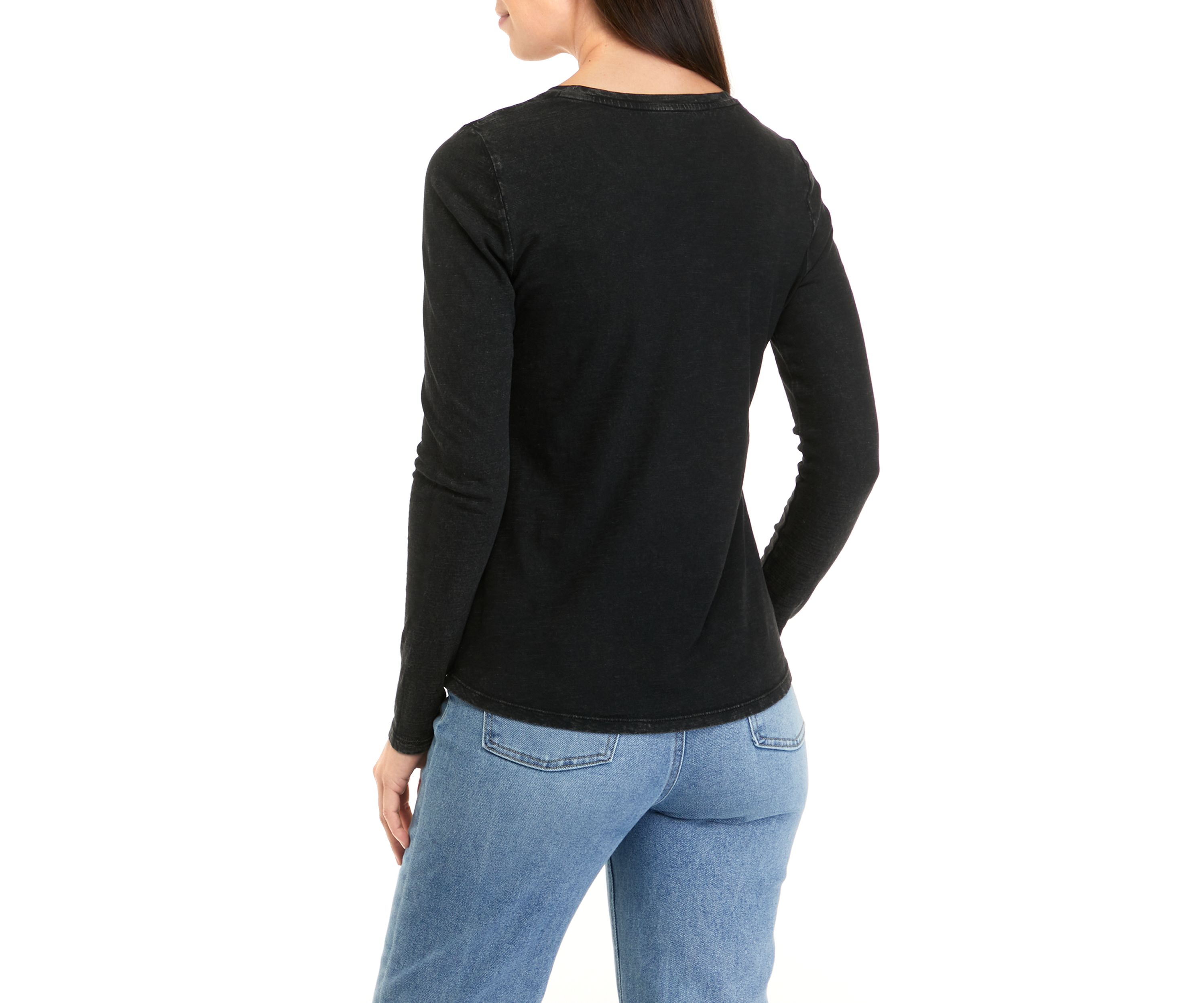 Womens Long Sleeve Crew Neck Solid T-Shirt
