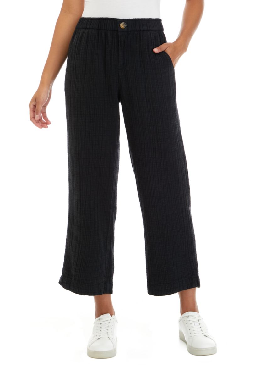 Womens Cotton Gauze Ankle Pants