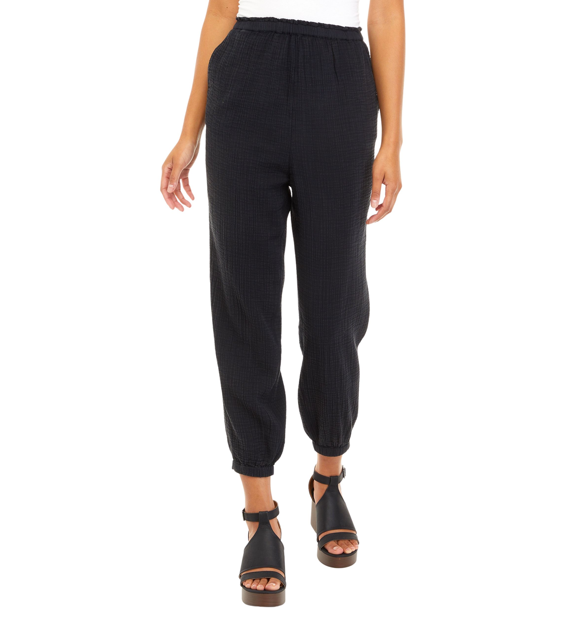 Womens Cotton gauze Elastic Cuff Joggers							