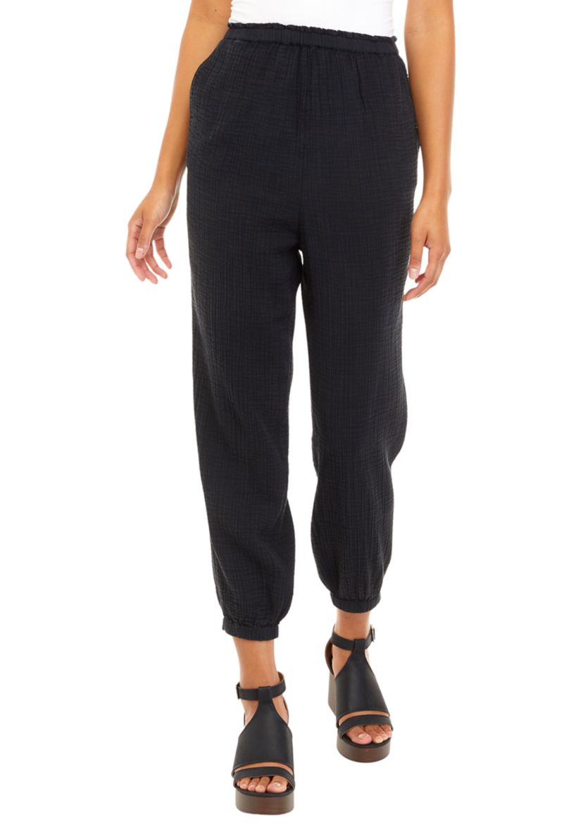 Womens Cotton gauze Elastic Cuff Joggers							