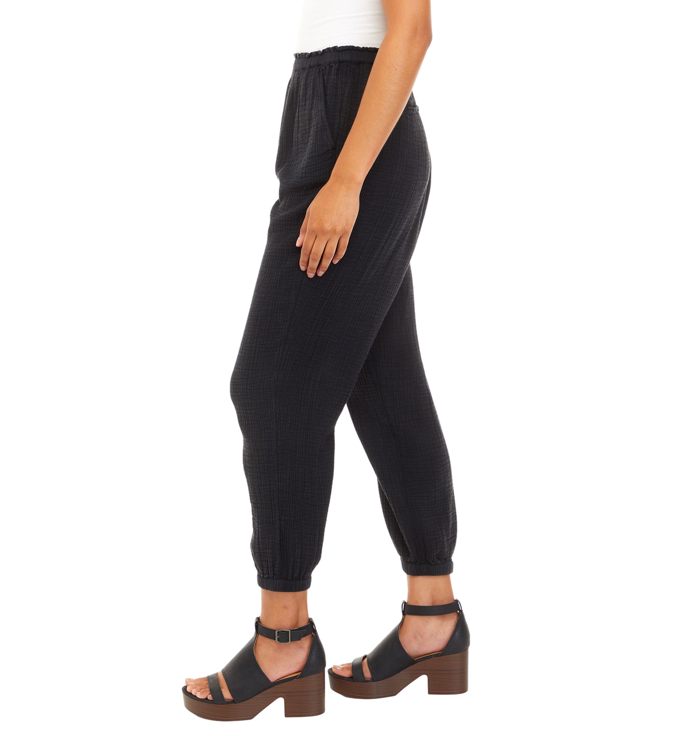 Womens Cotton gauze Elastic Cuff Joggers							