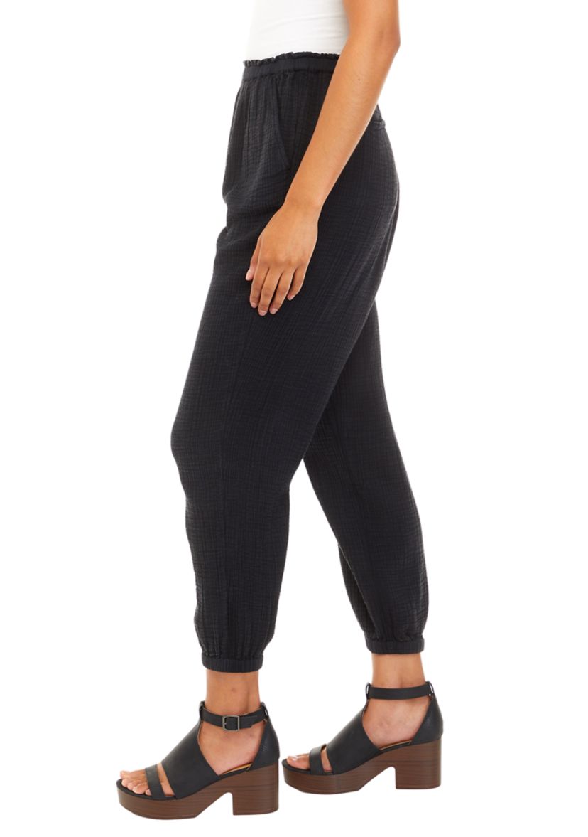 Womens Cotton gauze Elastic Cuff Joggers							