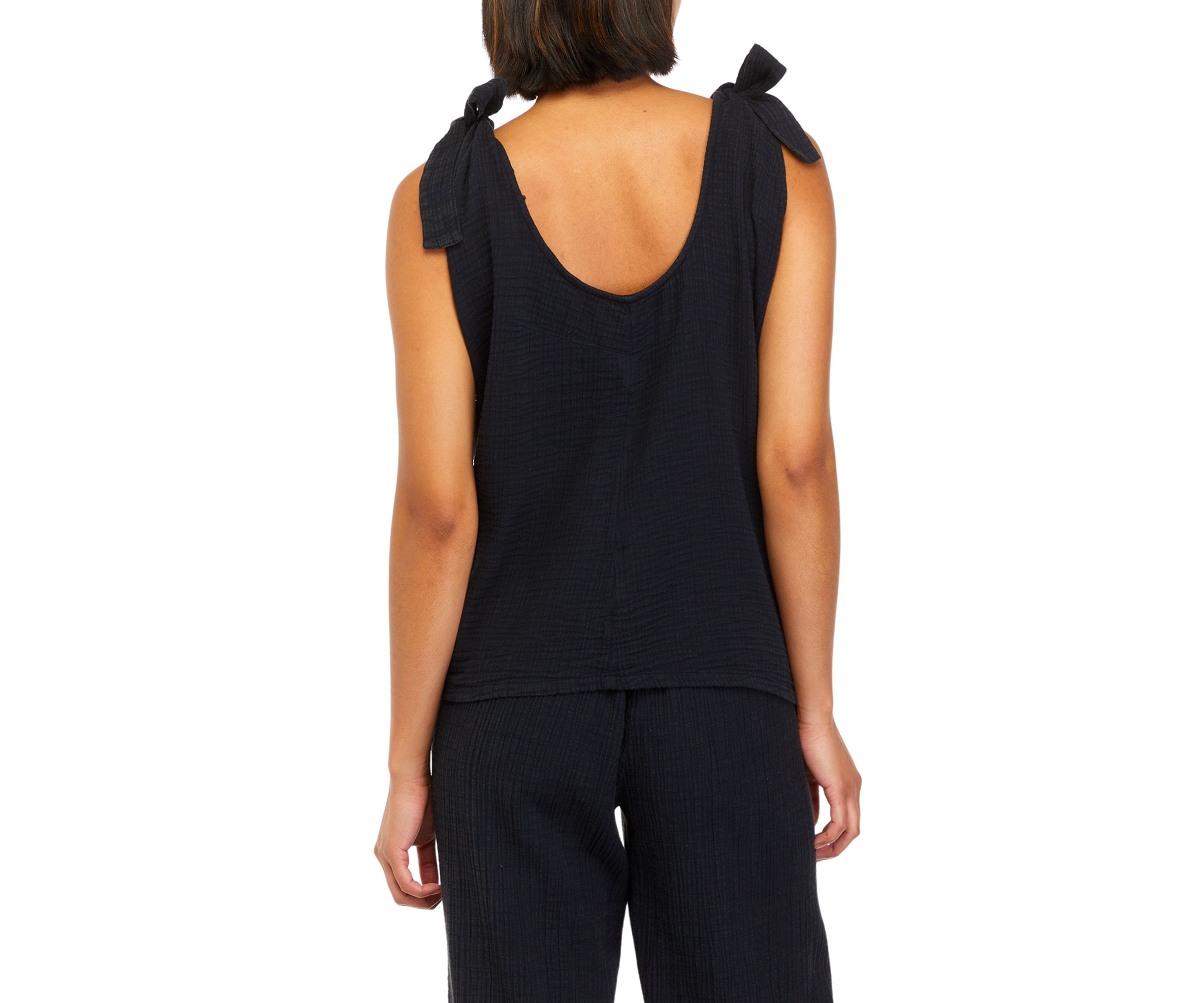 Womens Tie Shoulder Cotton Gauze Tank Top									
