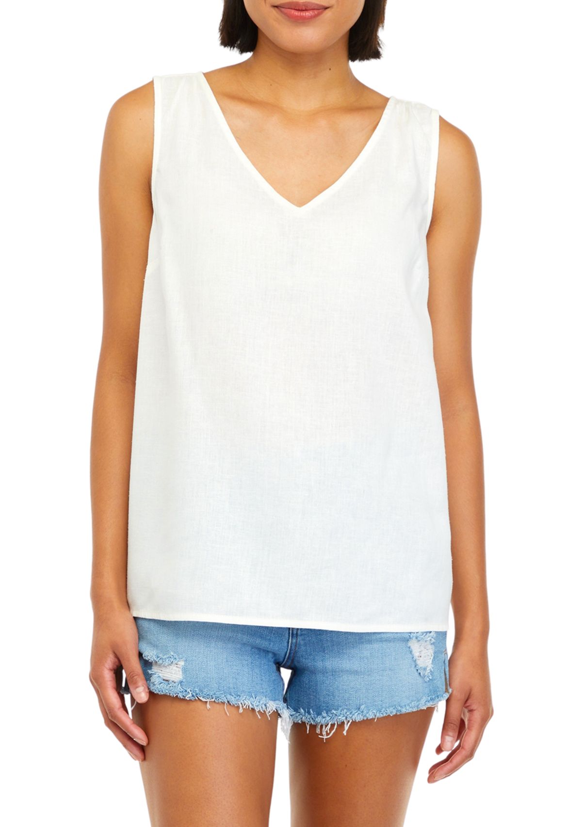 Womens Sleeveless Linen Tank 