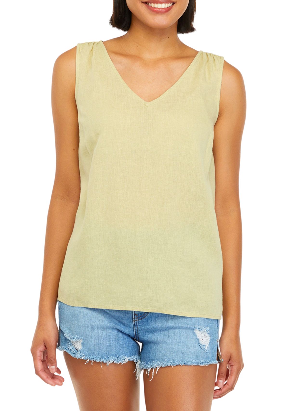 Womens Sleeveless Linen Tank 