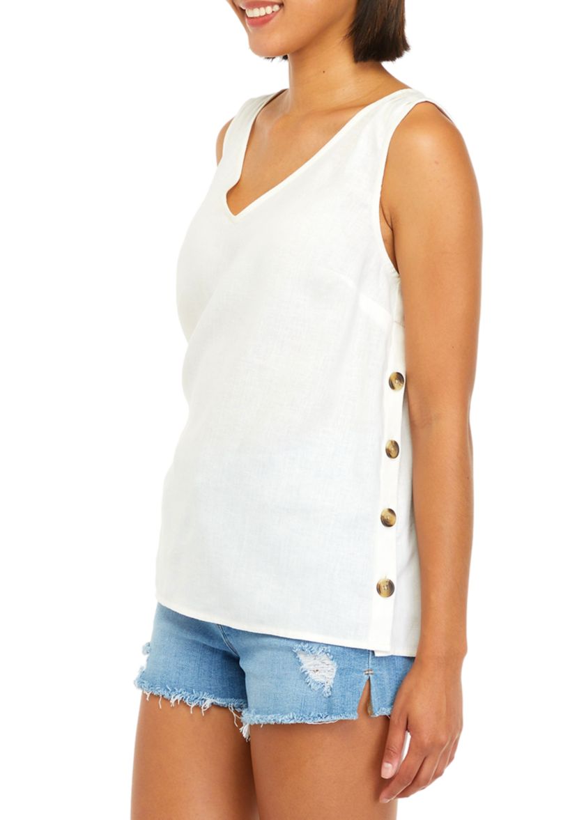 Womens Sleeveless Linen Tank 