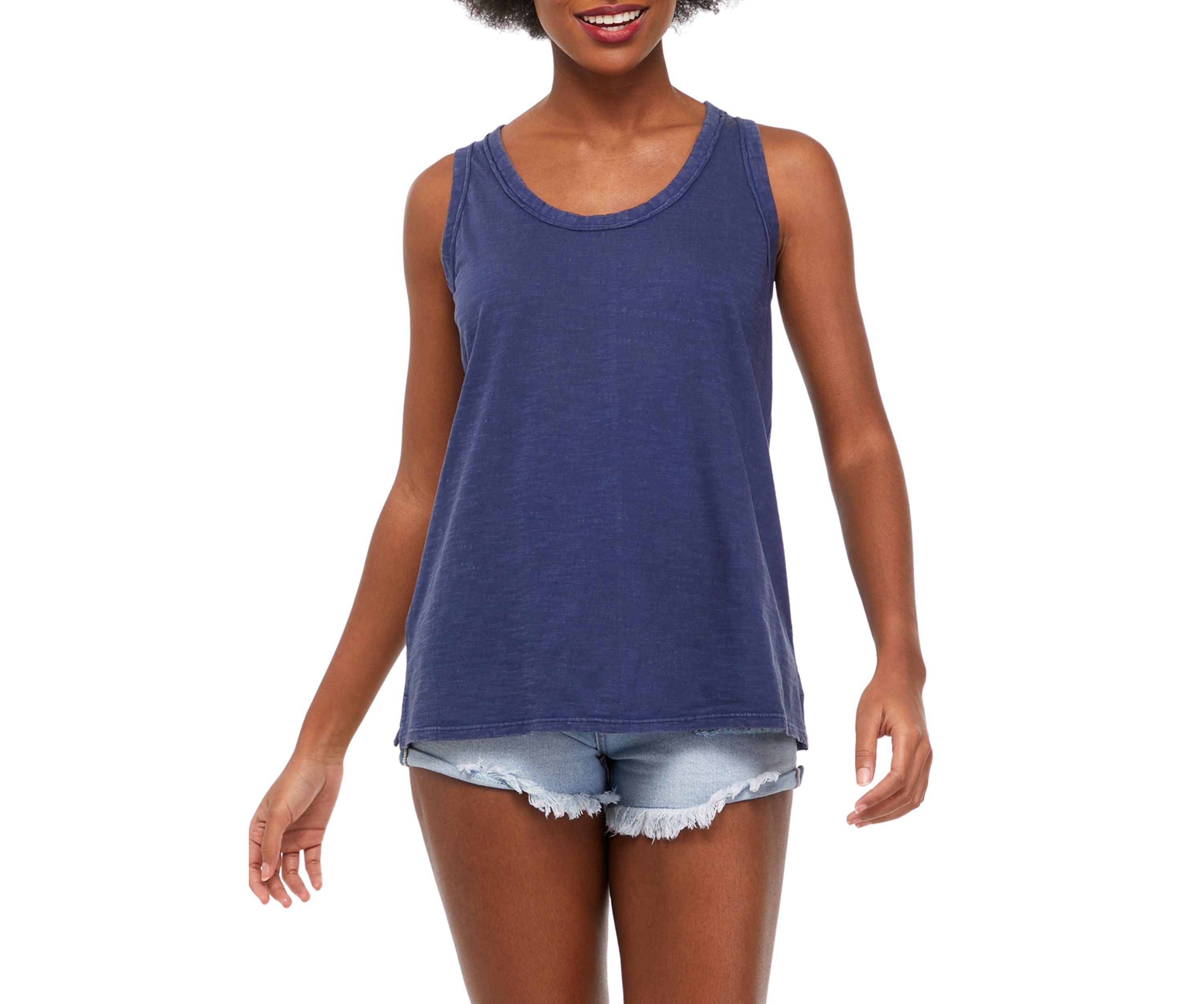 Womens Solid Raw Edge Tank Top