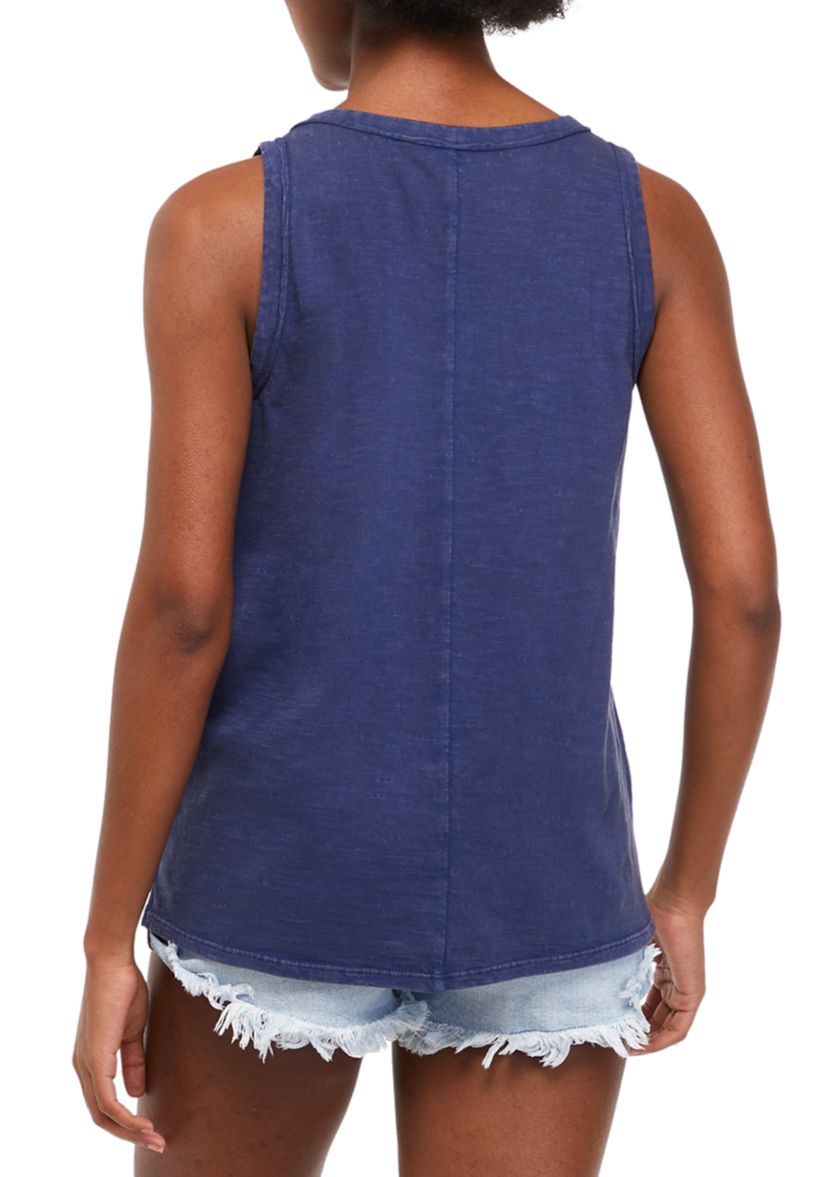 Womens Solid Raw Edge Tank Top