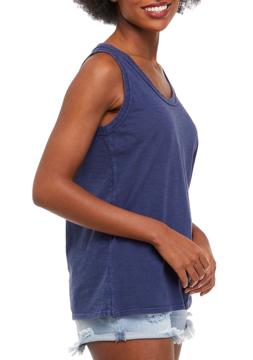 Womens Solid Raw Edge Tank Top