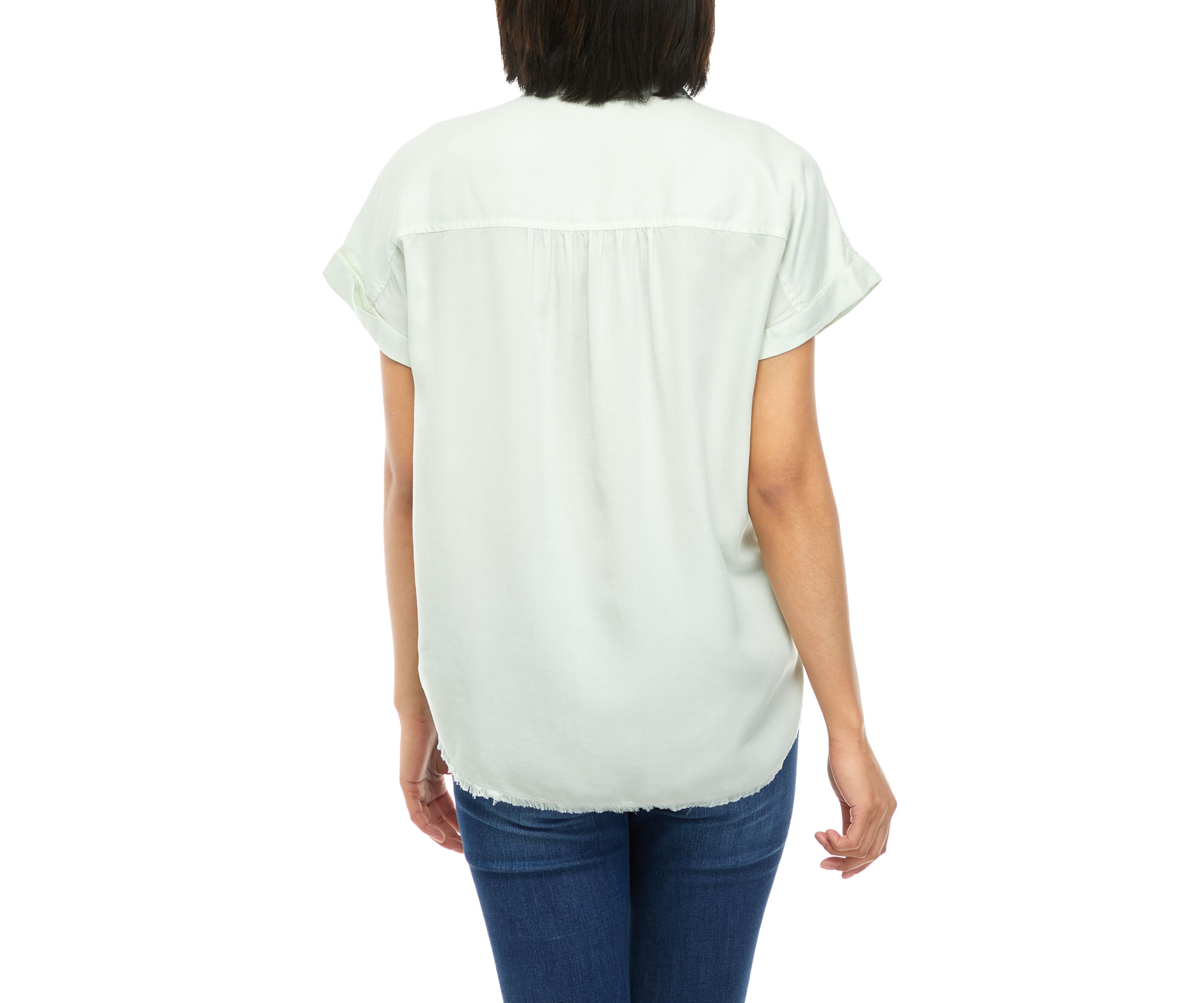   Womens Short Sleeve Boyfriend Button Up Shirt 