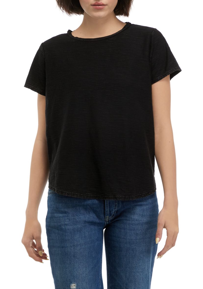 Womens Solid Short Sleeve Crew Neck T-Shirt