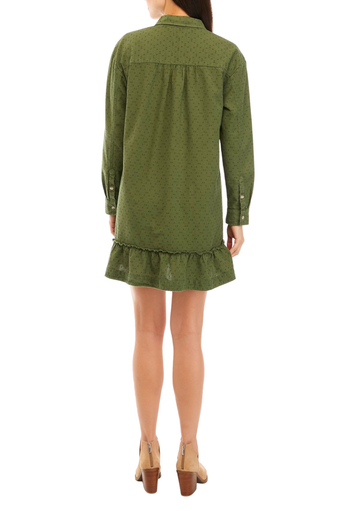 Womens Ruffle Hem Shirtdress