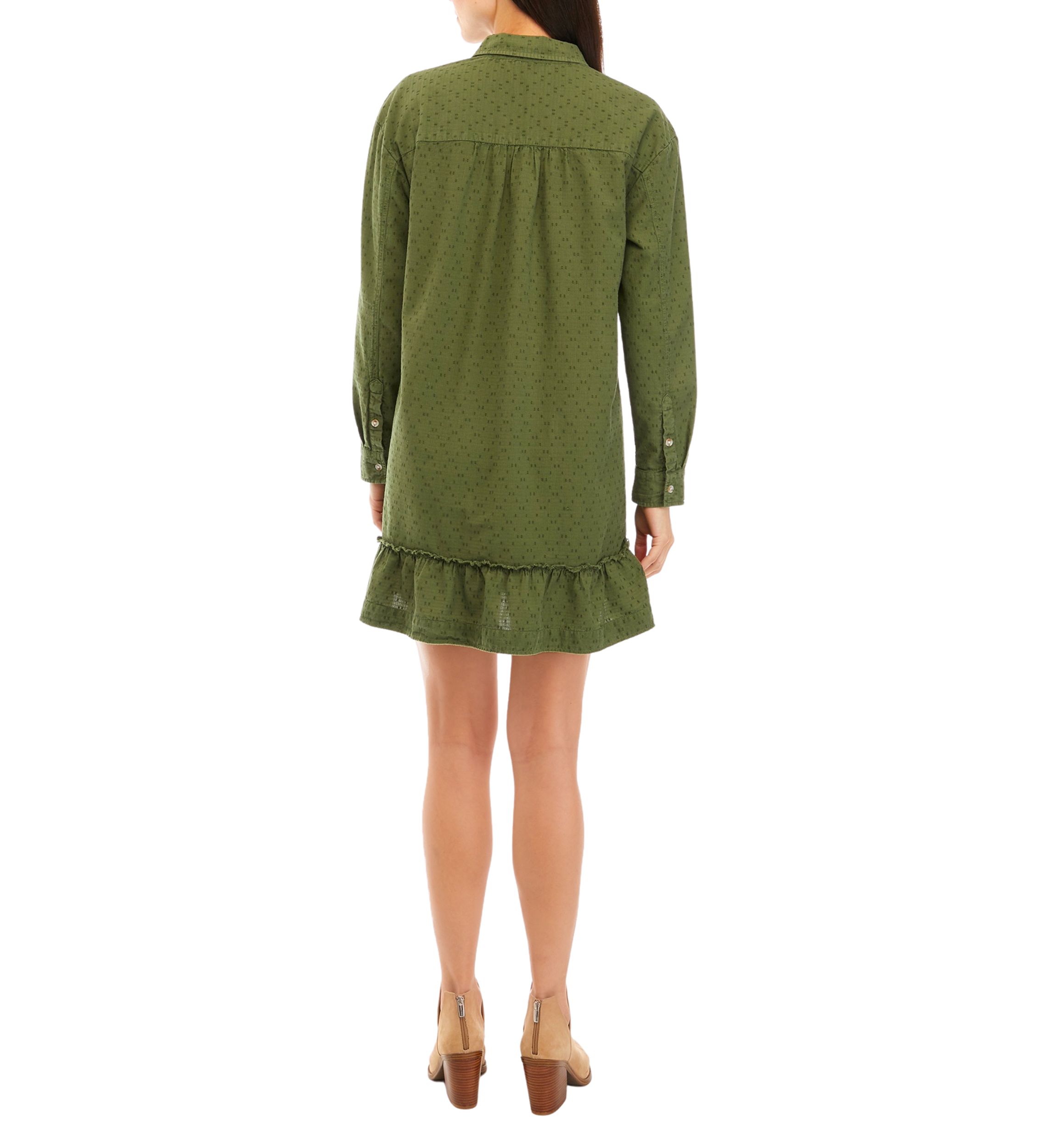 Womens Ruffle Hem Shirtdress
