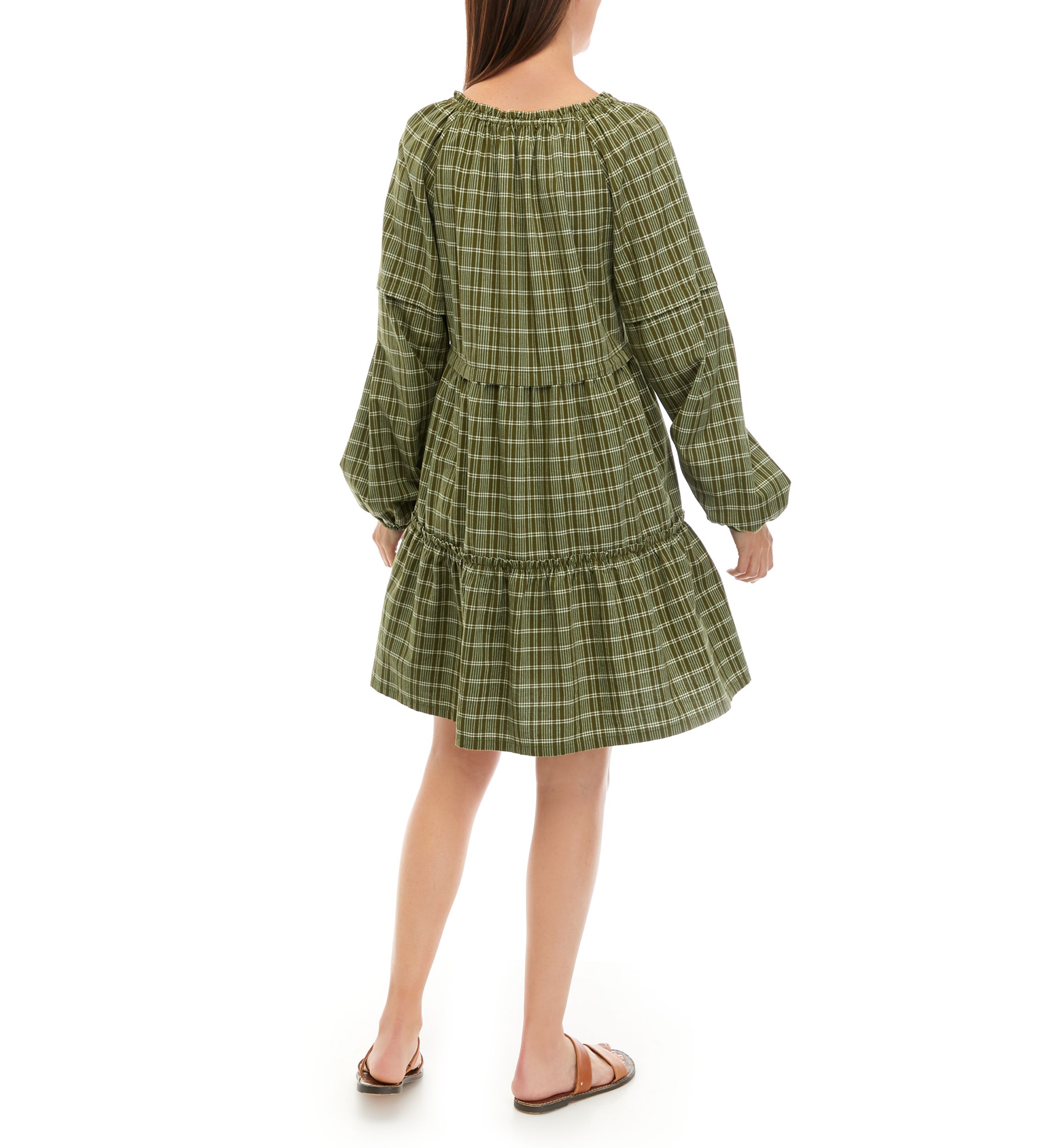 Womens Long Sleeve Tiered Mini Dress