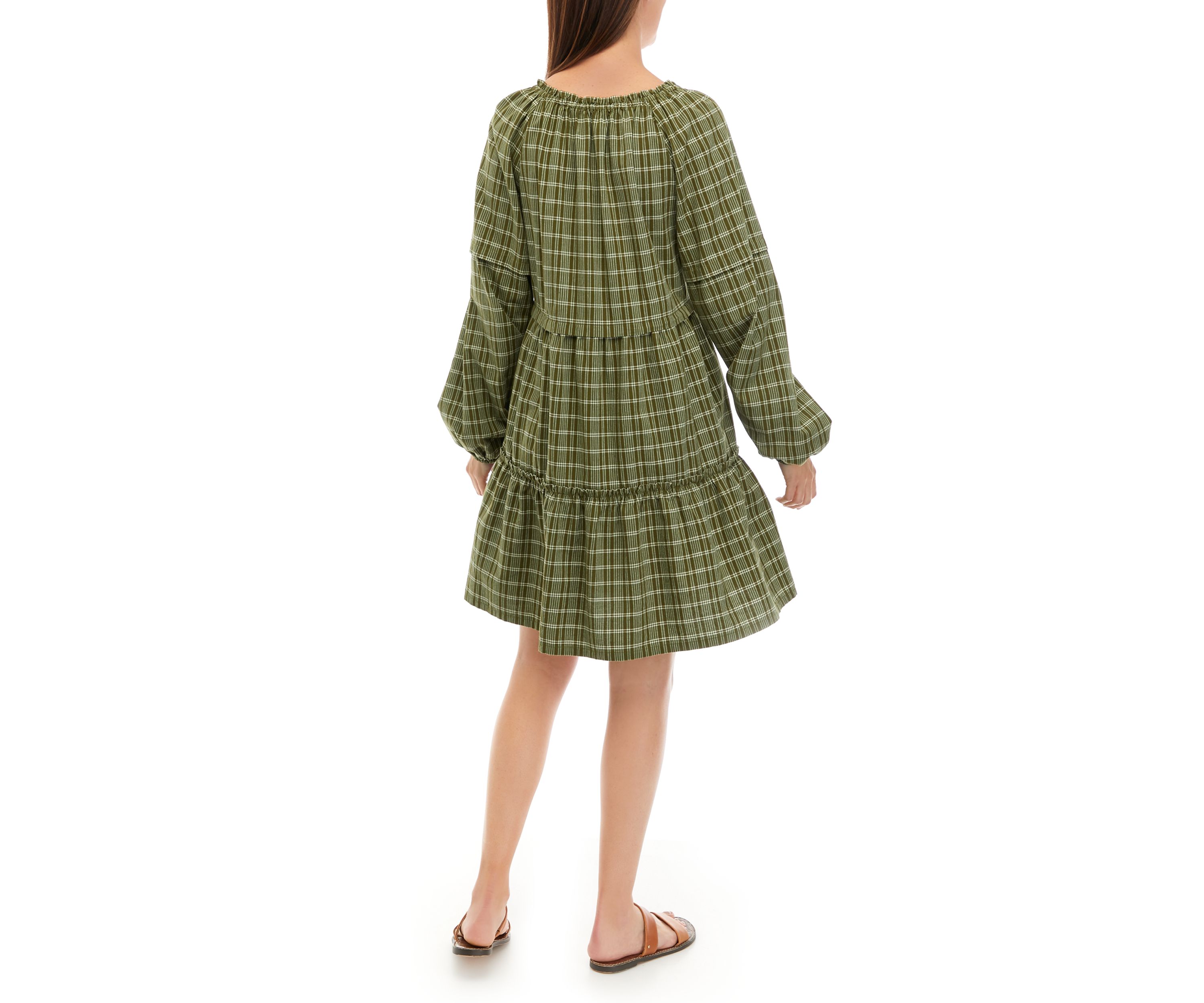 Womens Long Sleeve Tiered Mini Dress