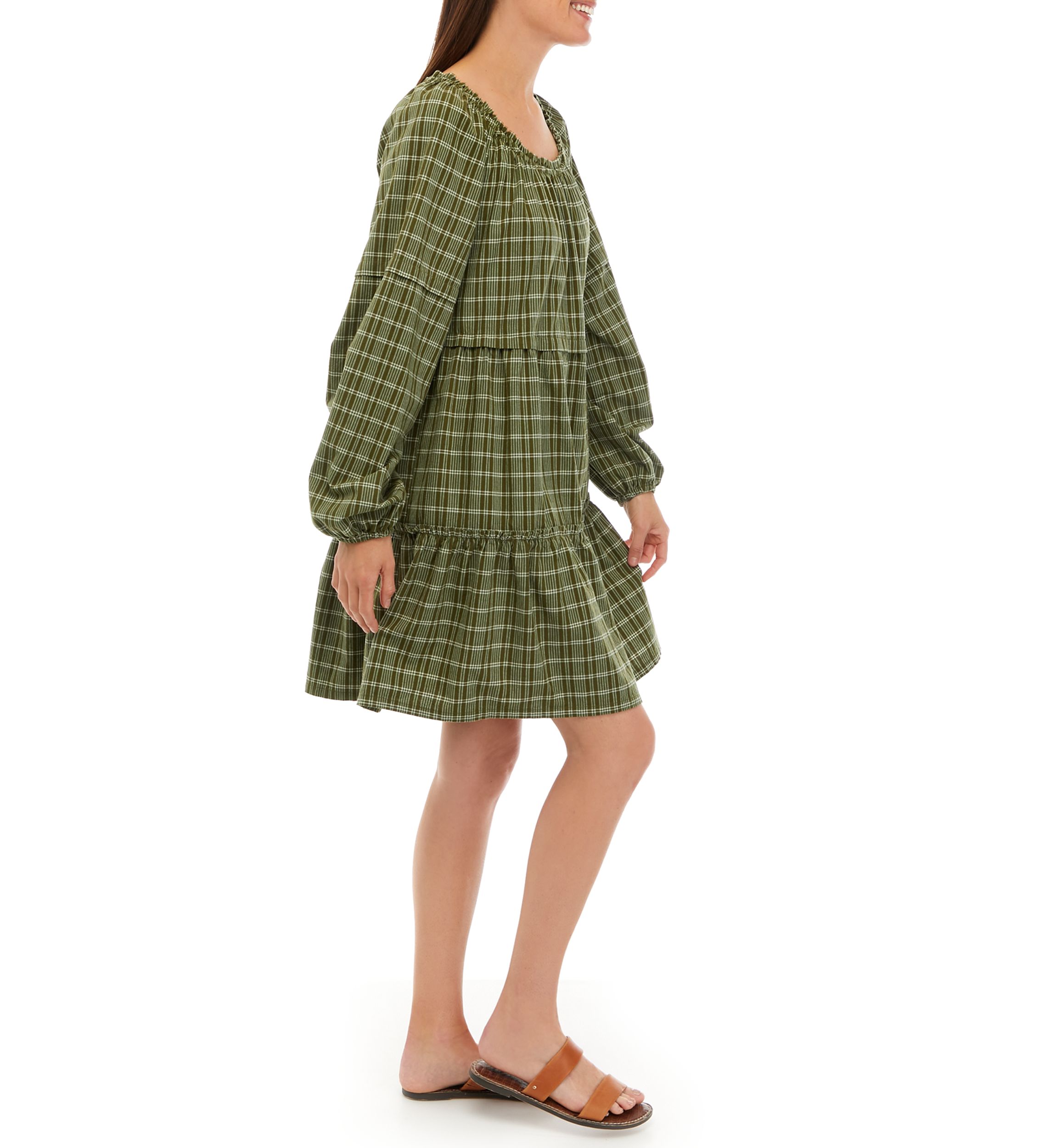 Womens Long Sleeve Tiered Mini Dress