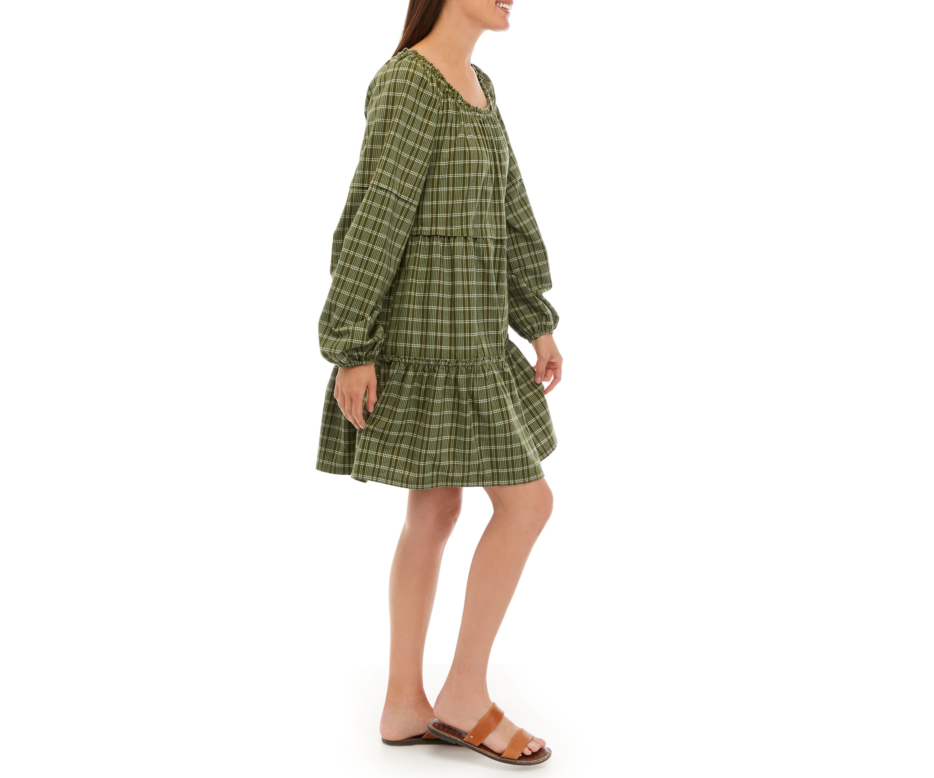 Womens Long Sleeve Tiered Mini Dress