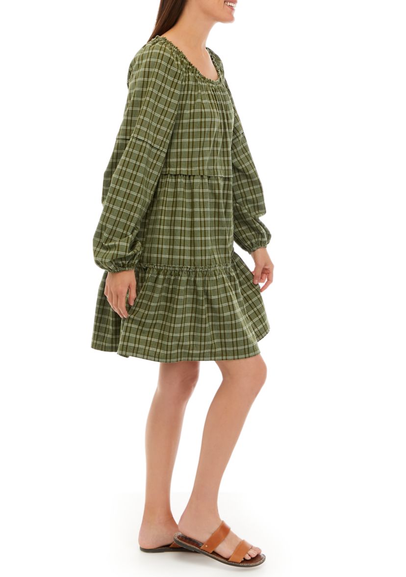 Womens Long Sleeve Tiered Mini Dress