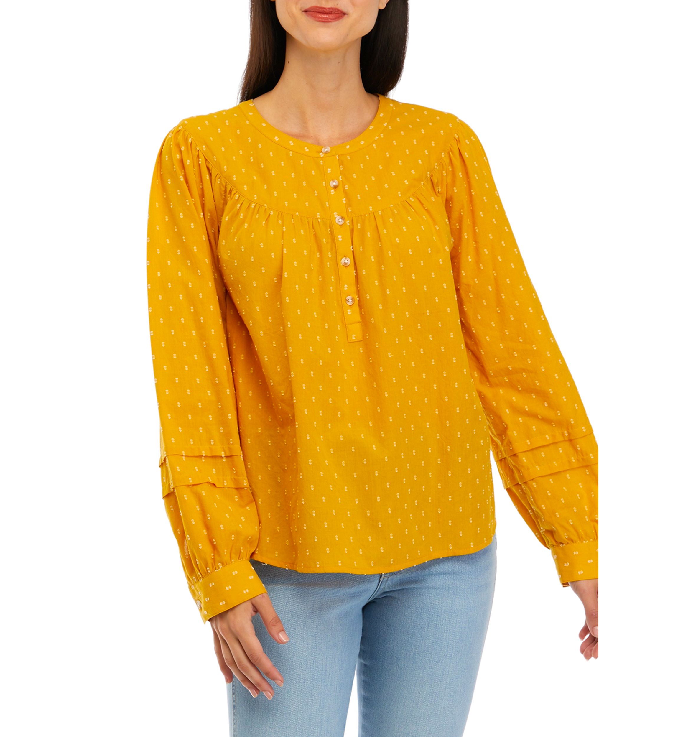 Womens Long Sleeve Popover Blouse
