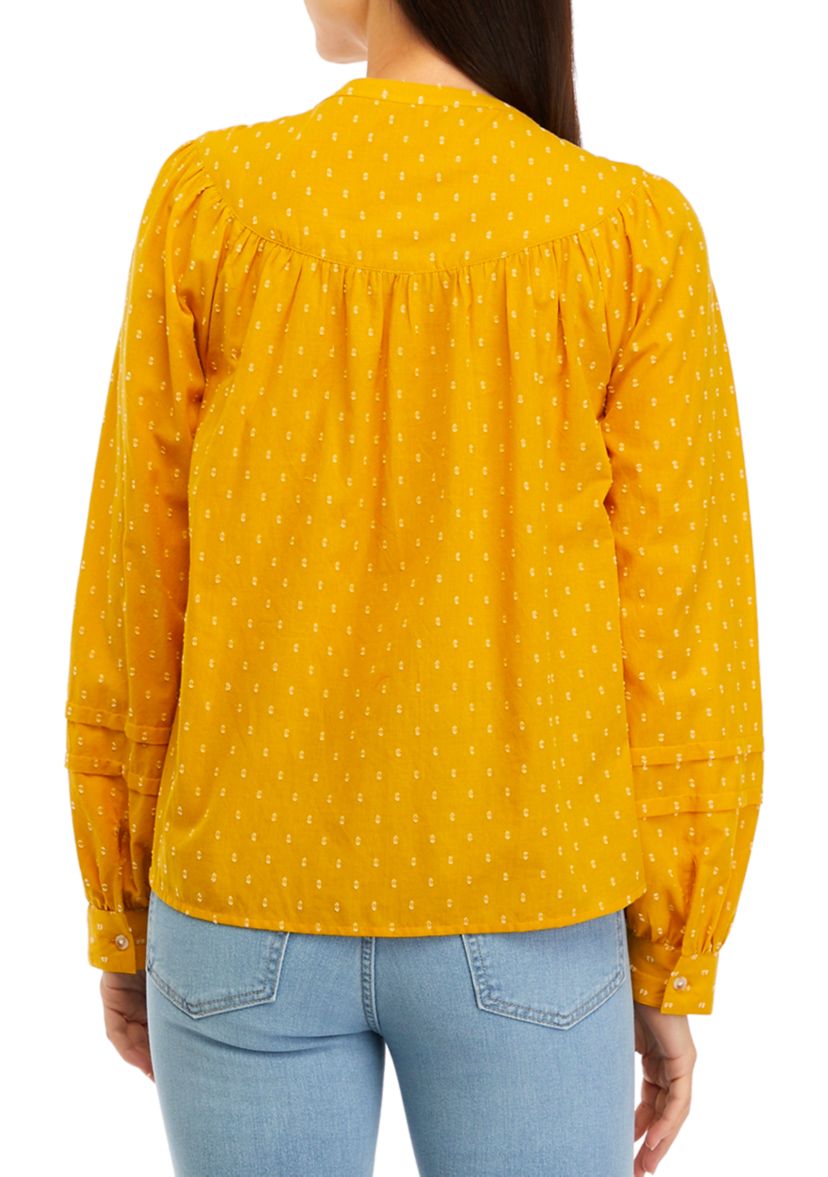 Womens Long Sleeve Popover Blouse