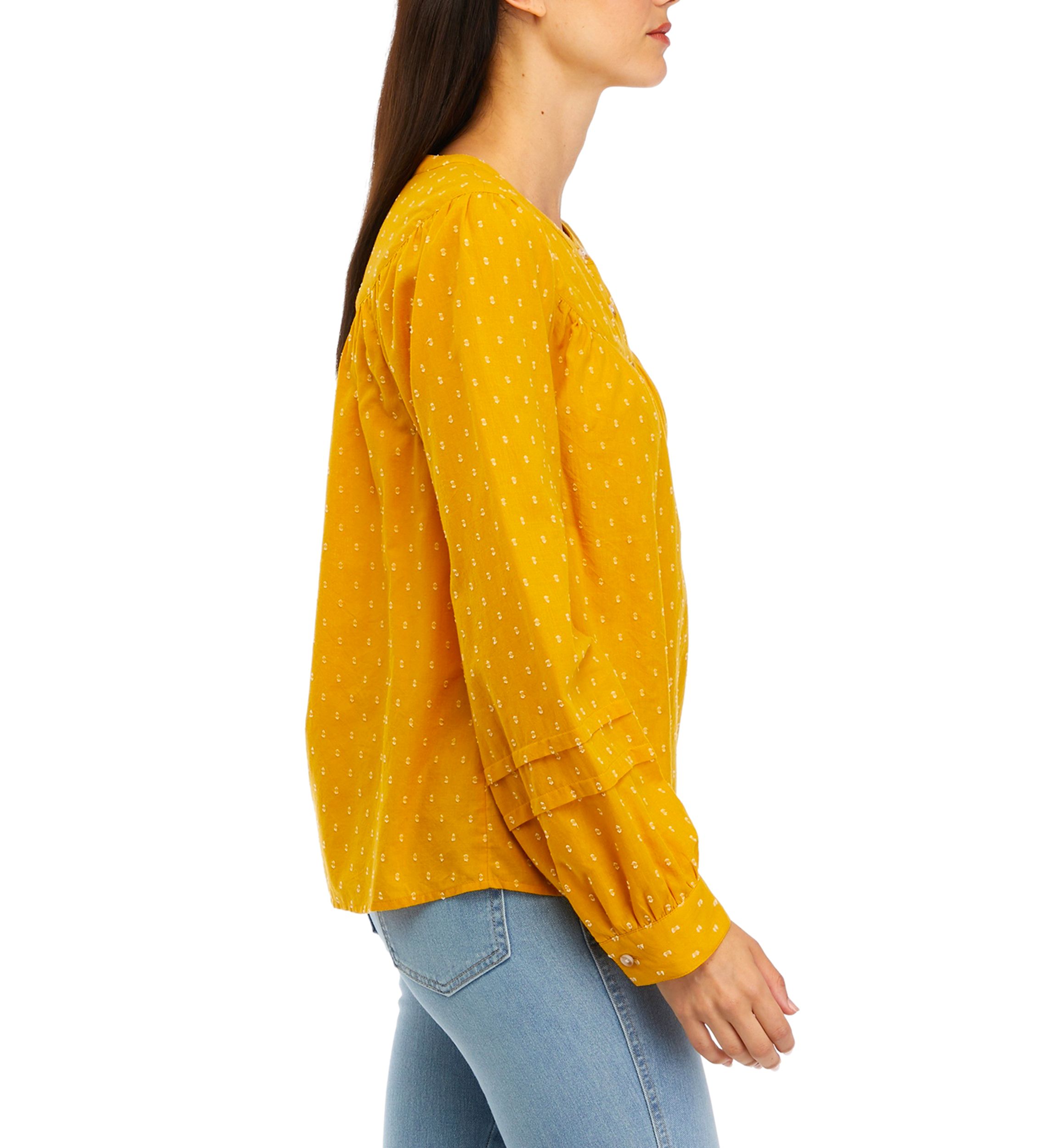 Womens Long Sleeve Popover Blouse