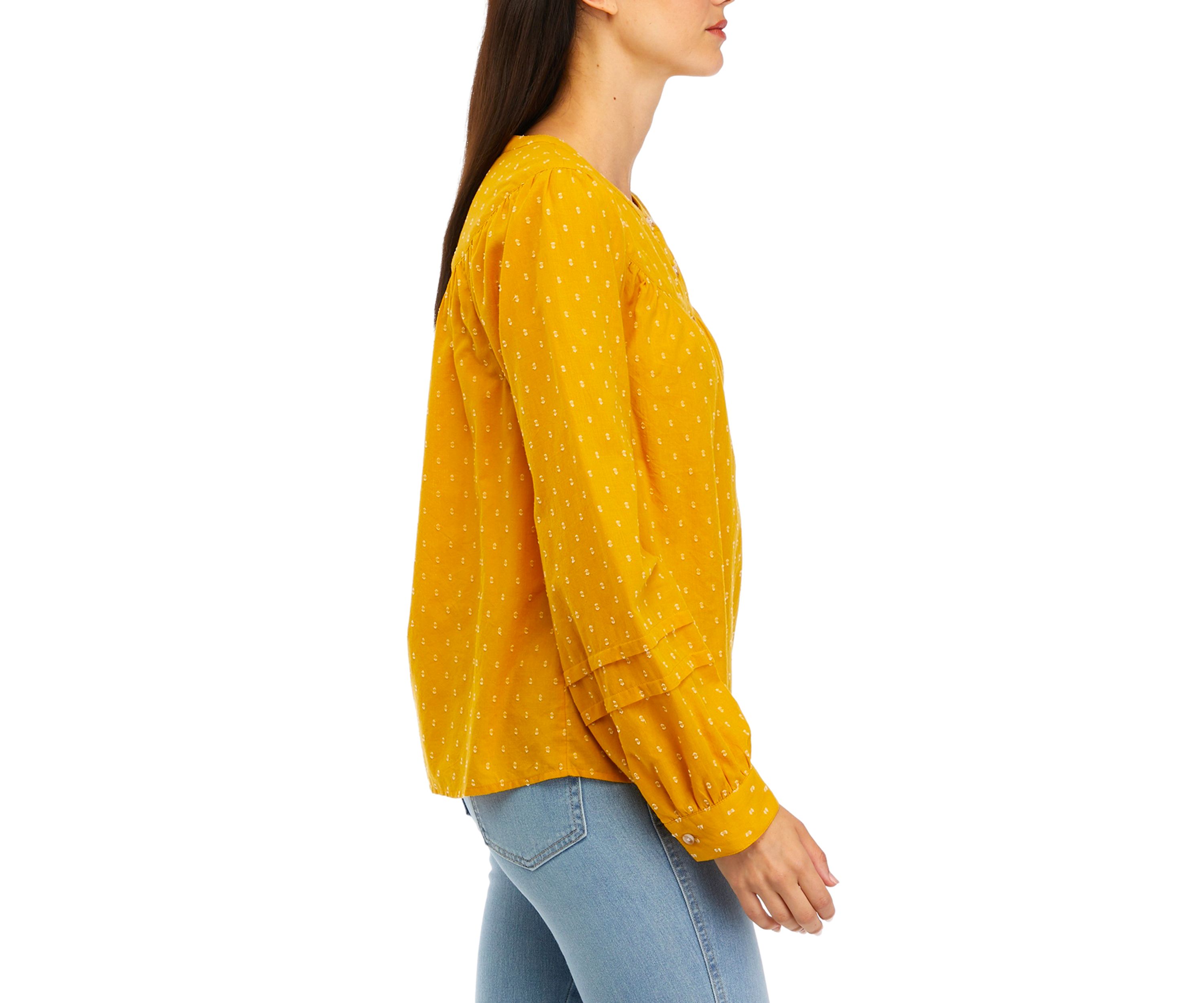 Womens Long Sleeve Popover Blouse