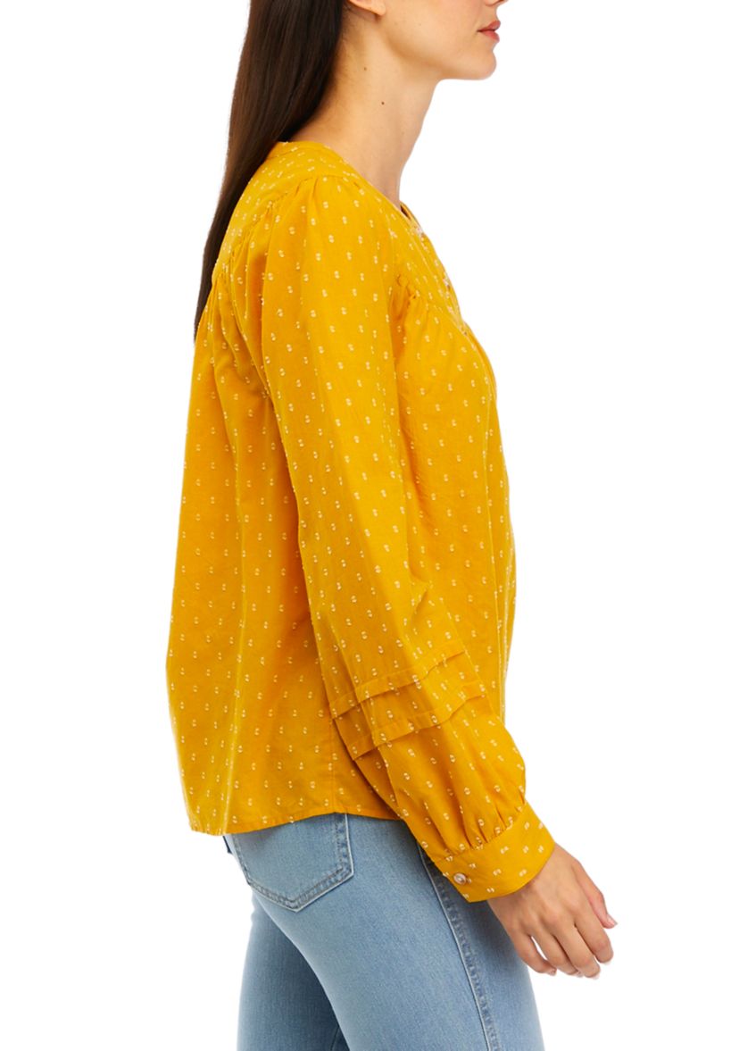 Womens Long Sleeve Popover Blouse