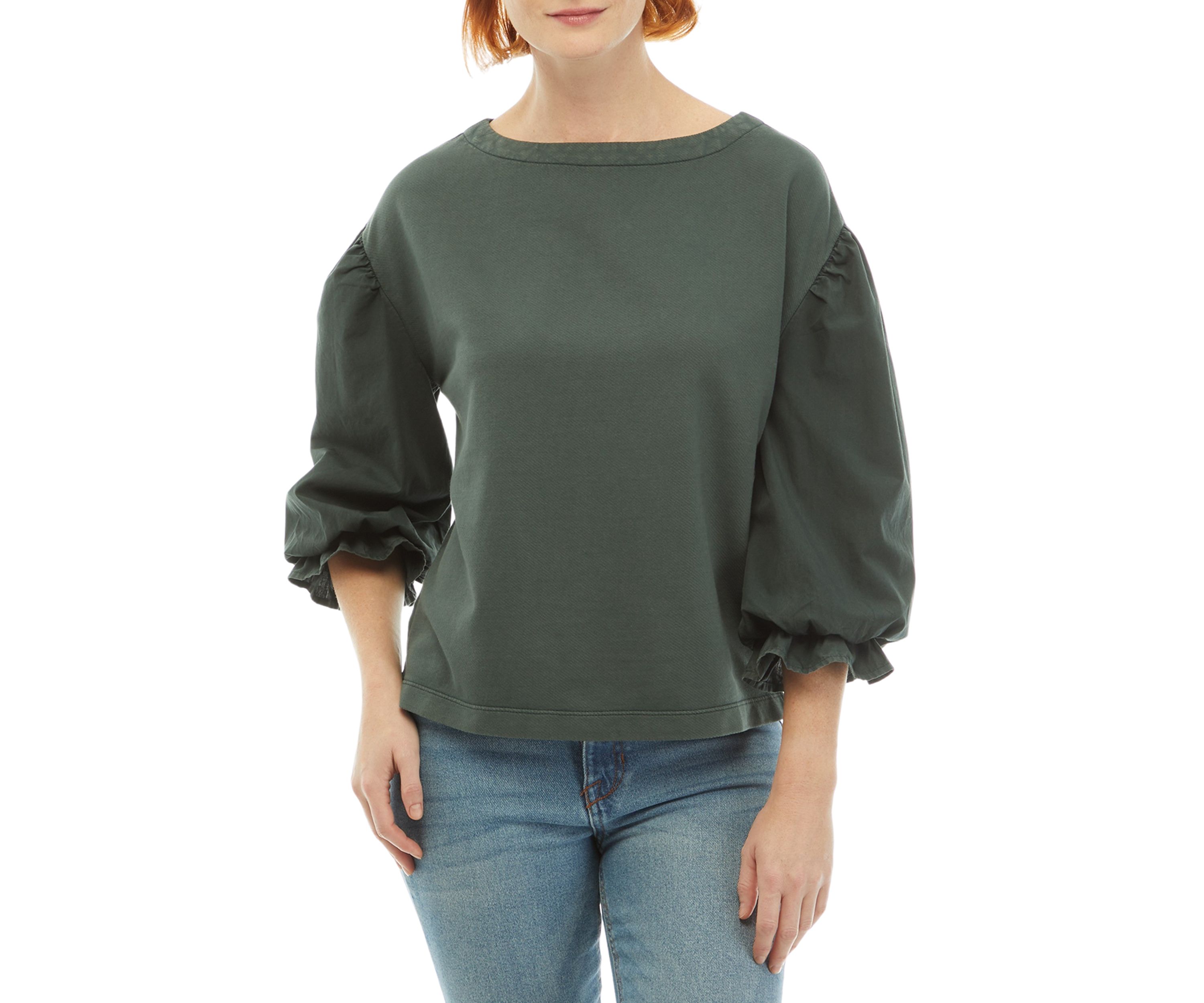 Womens Knit Woven Mix Pullover Top