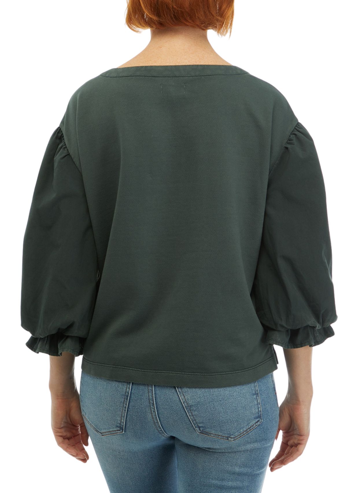 Womens Knit Woven Mix Pullover Top