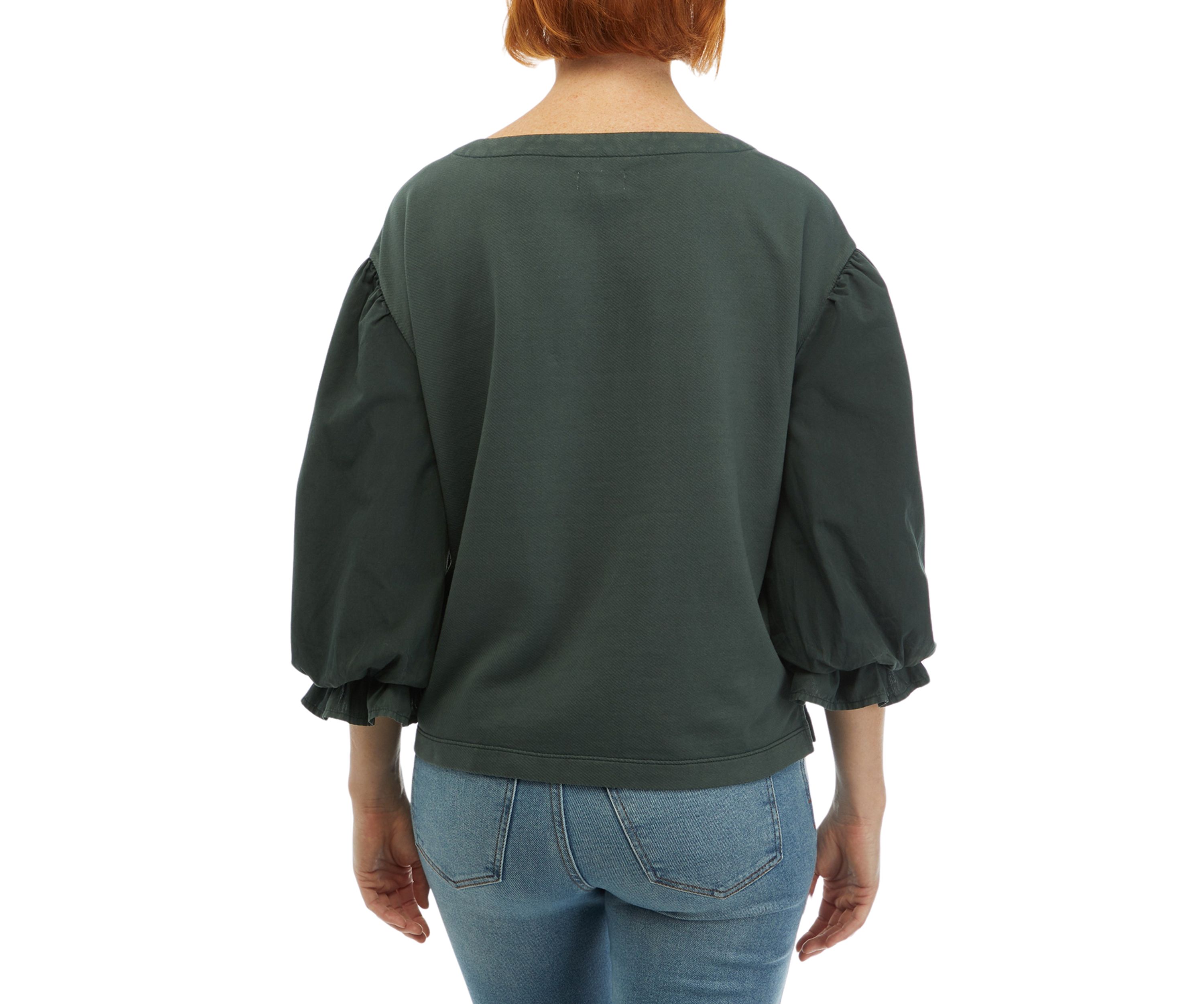 Womens Knit Woven Mix Pullover Top