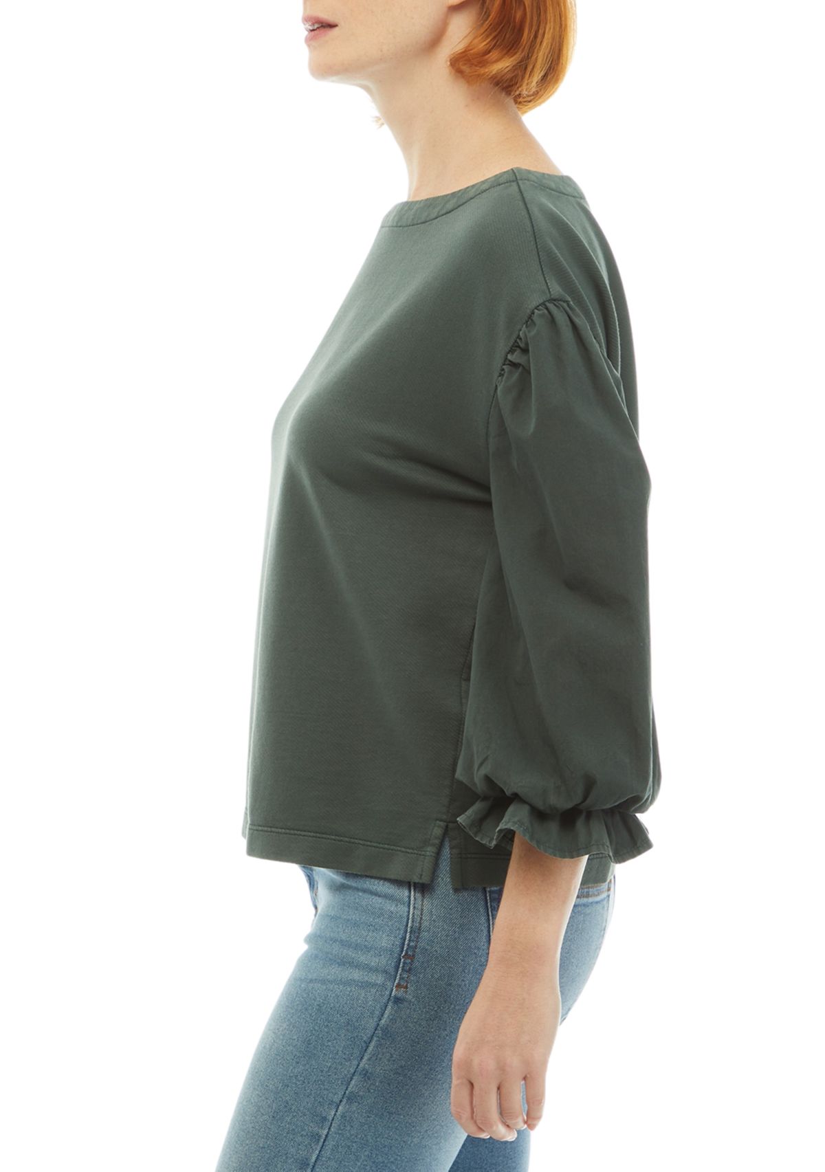 Womens Knit Woven Mix Pullover Top