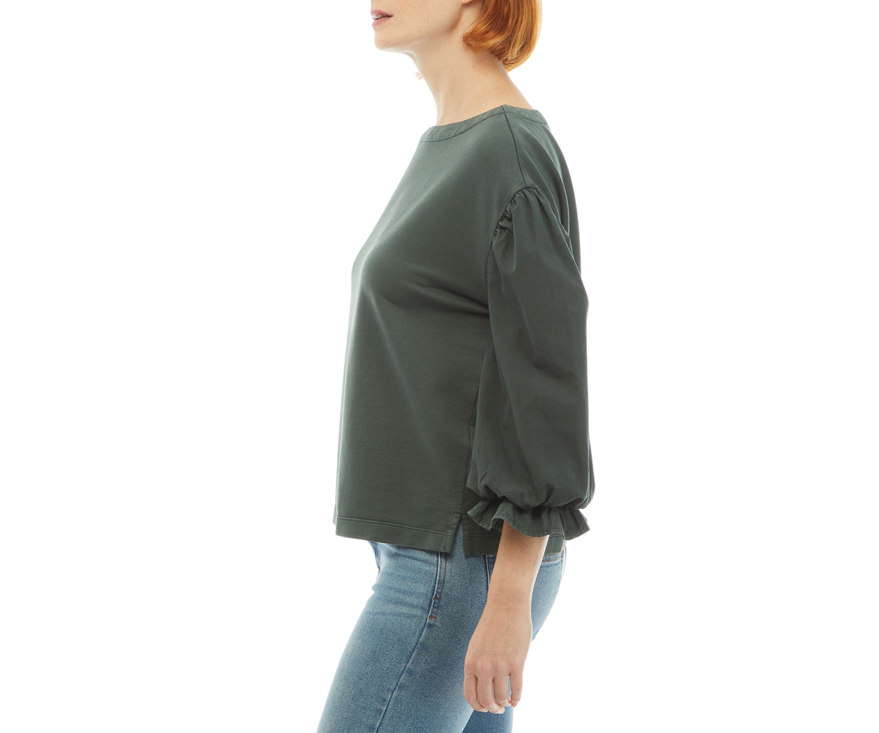 Womens Knit Woven Mix Pullover Top
