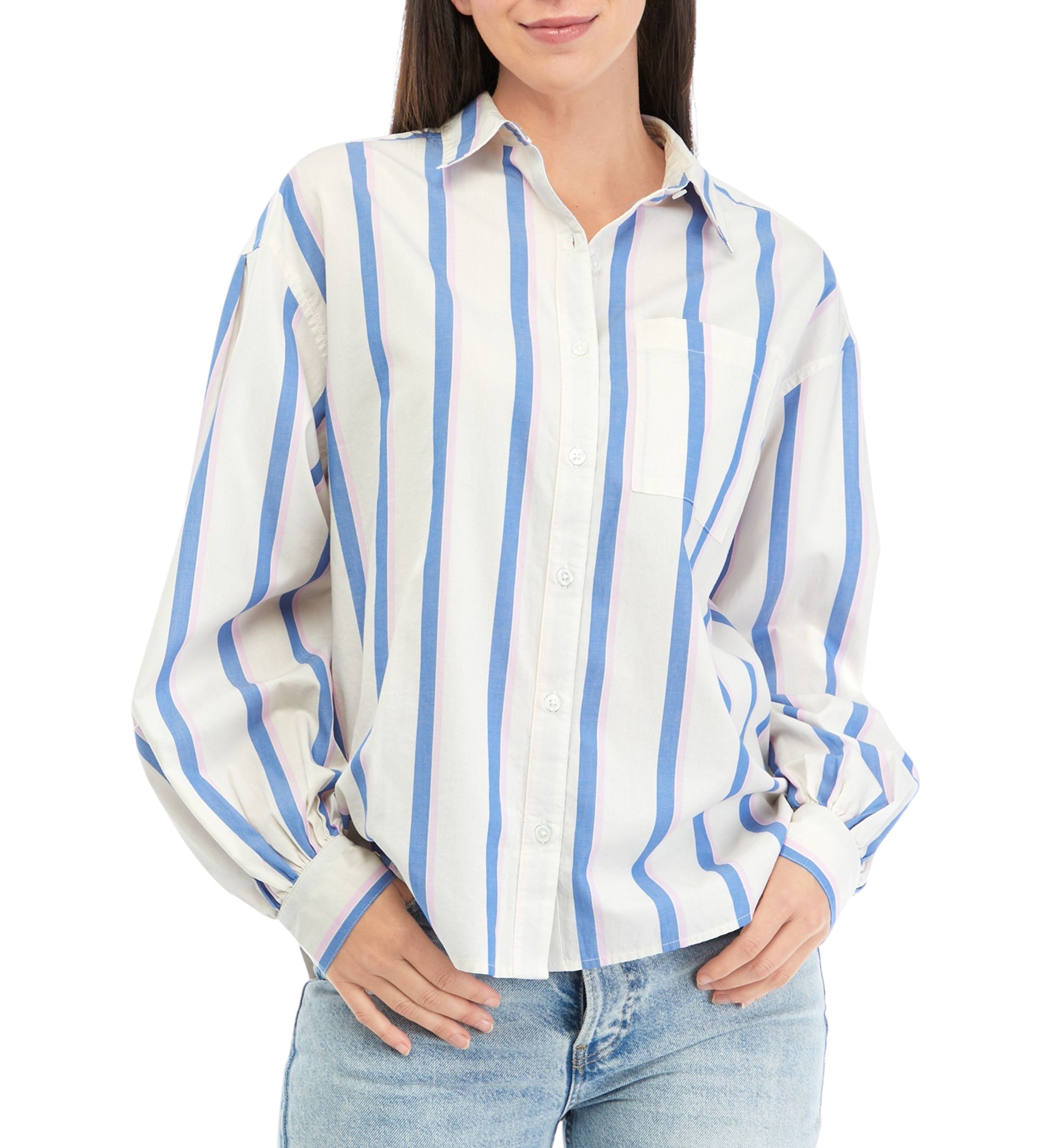 Womens Patch Pocket Button Down Shirt