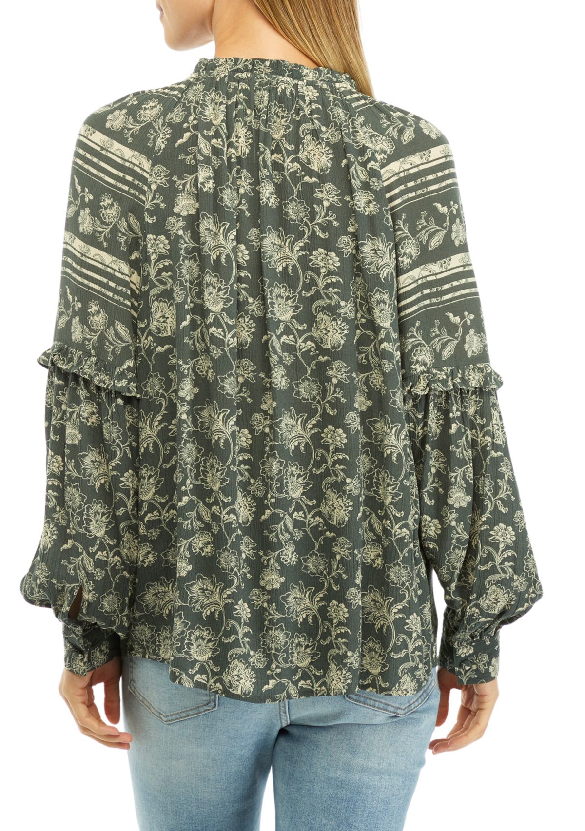 Womens Printed Split Neck Blouse