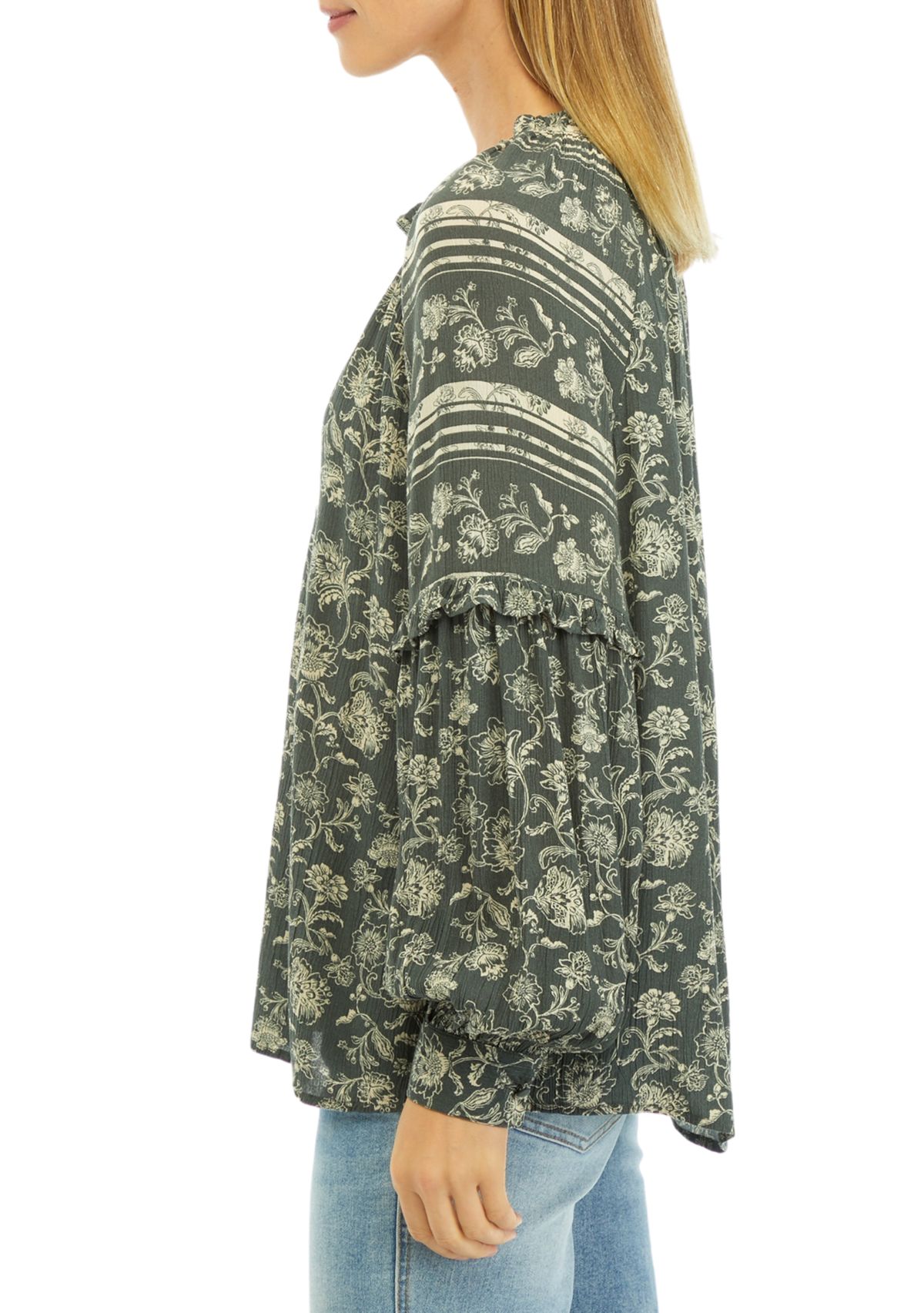 Womens Printed Split Neck Blouse