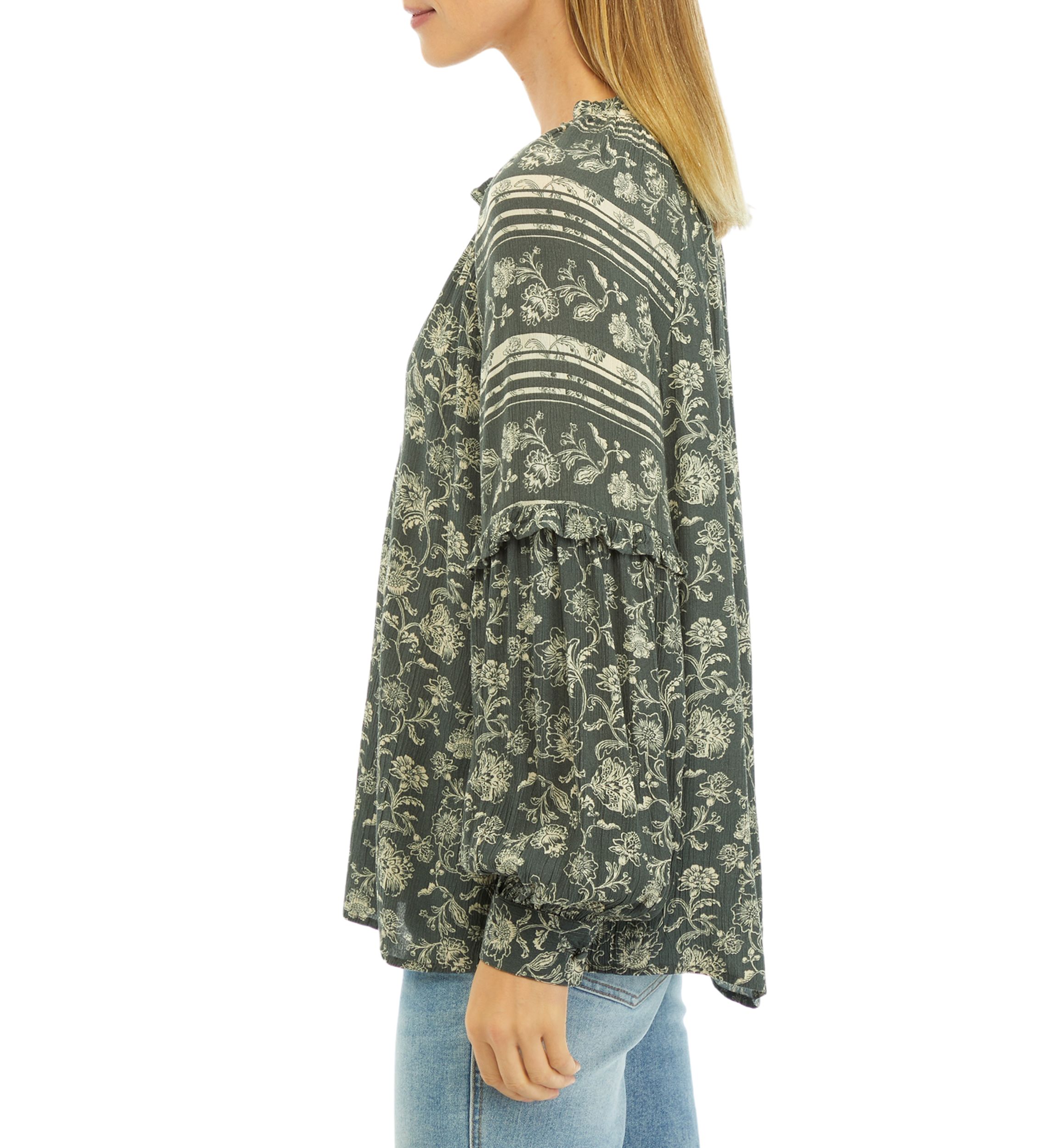 Womens Printed Split Neck Blouse