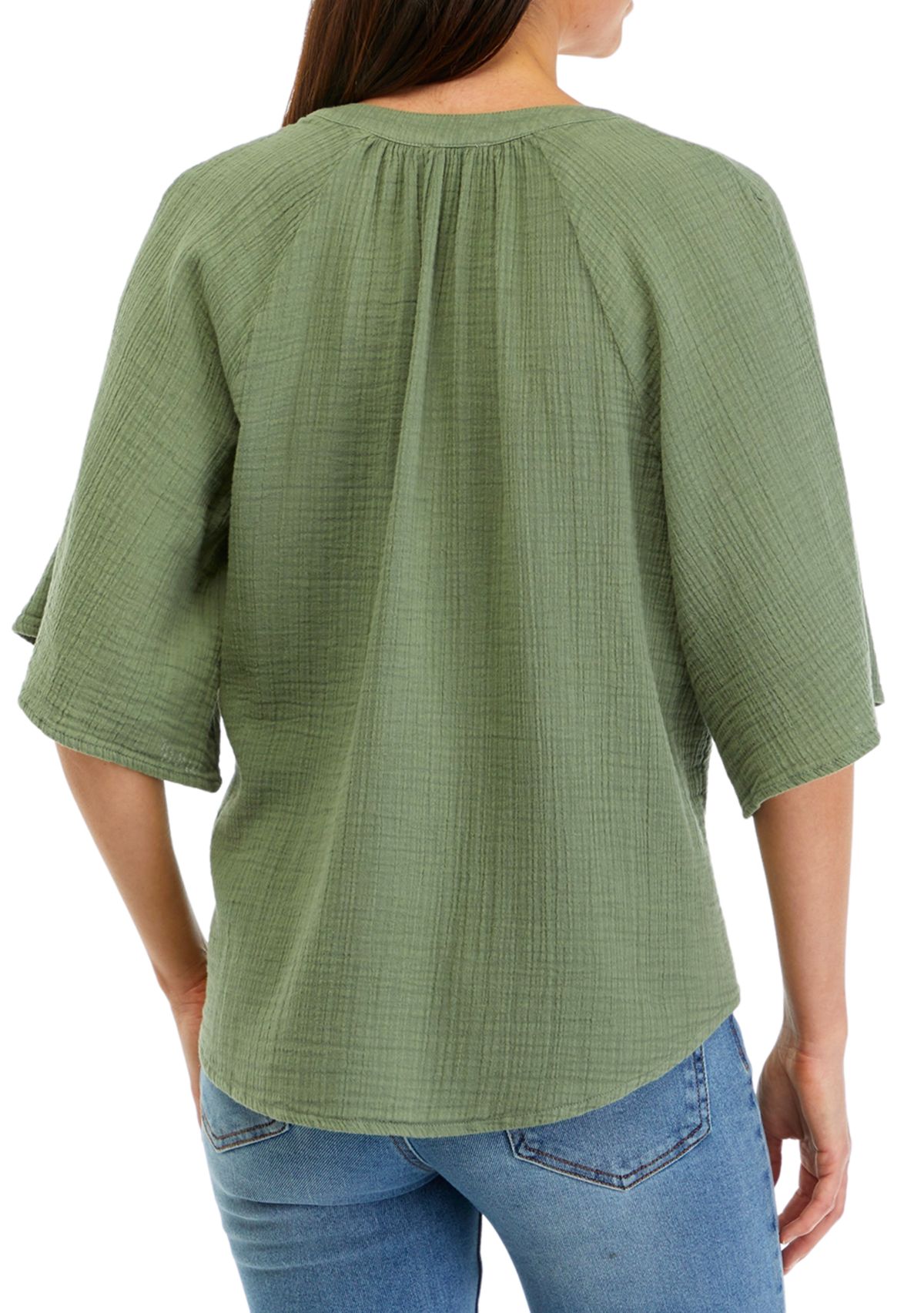 Womens Bell Sleeve Popover Top