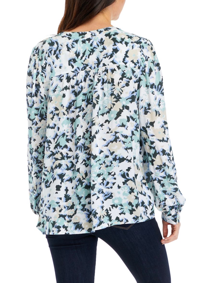Womens Long Sleeve Pintuck Blouse