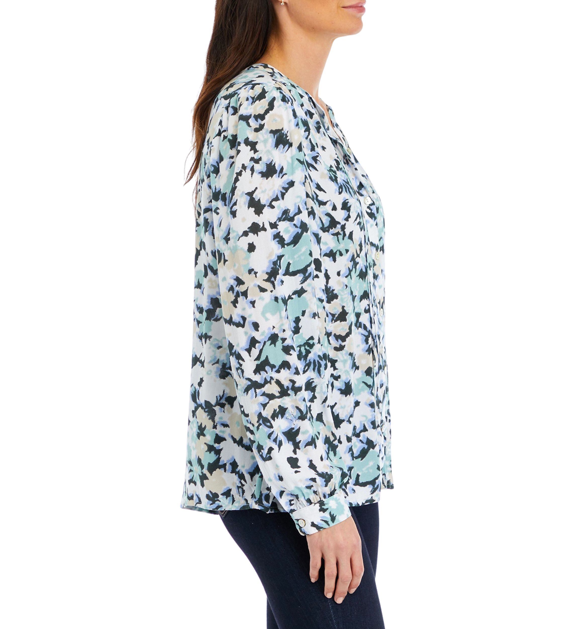 Womens Long Sleeve Pintuck Blouse