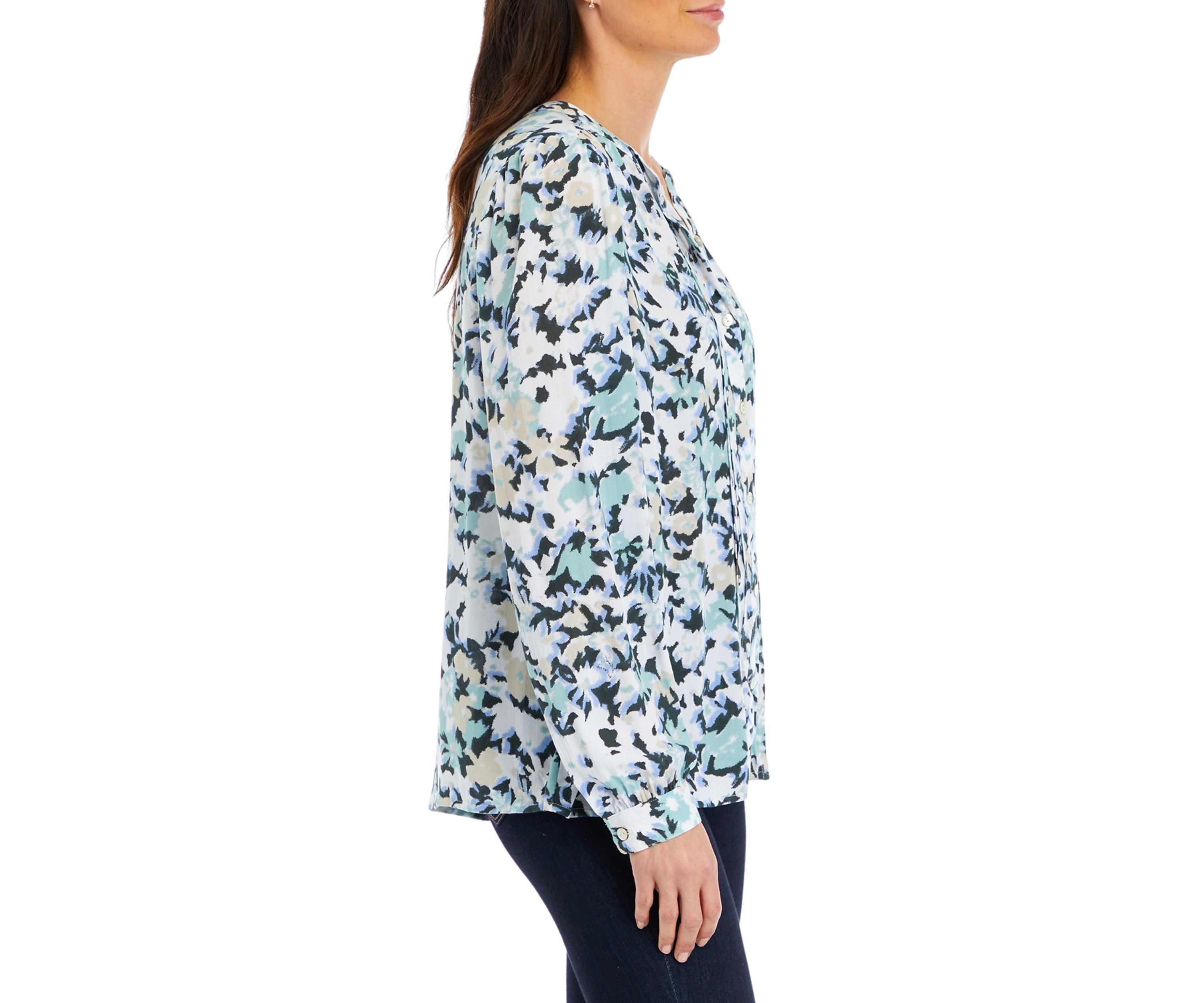 Womens Long Sleeve Pintuck Blouse