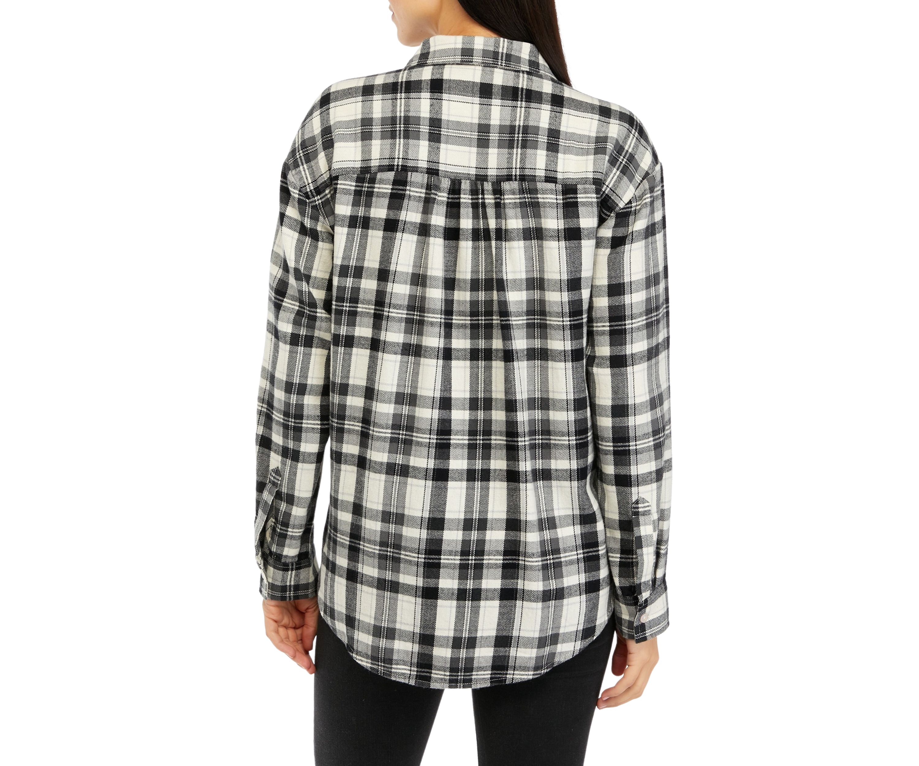 Womens Long Sleeve Yarn Dyed Boyfriend Shirt