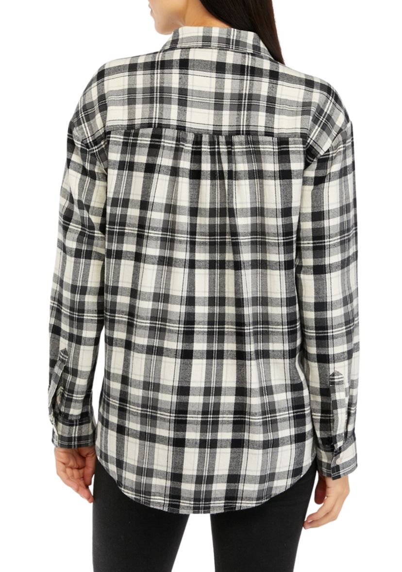 Womens Long Sleeve Yarn Dyed Boyfriend Shirt