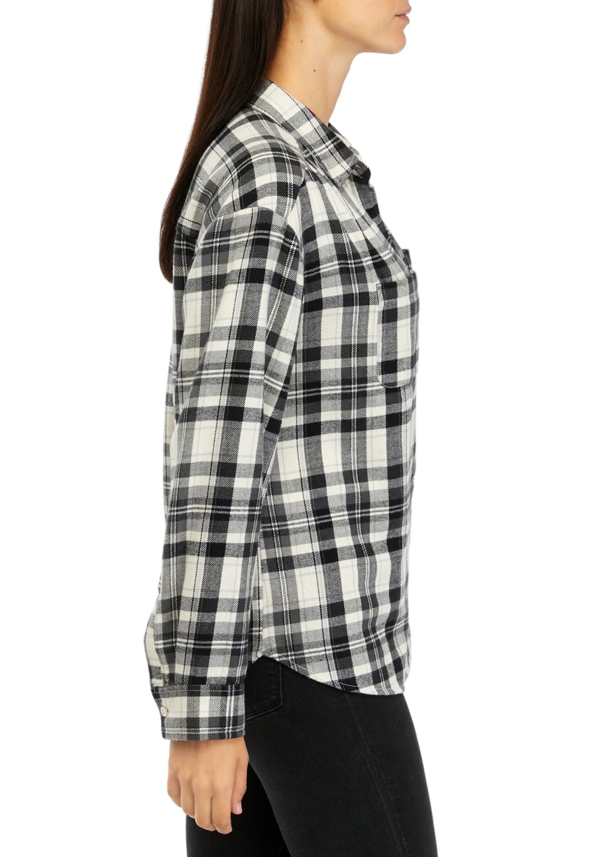 Womens Long Sleeve Yarn Dyed Boyfriend Shirt